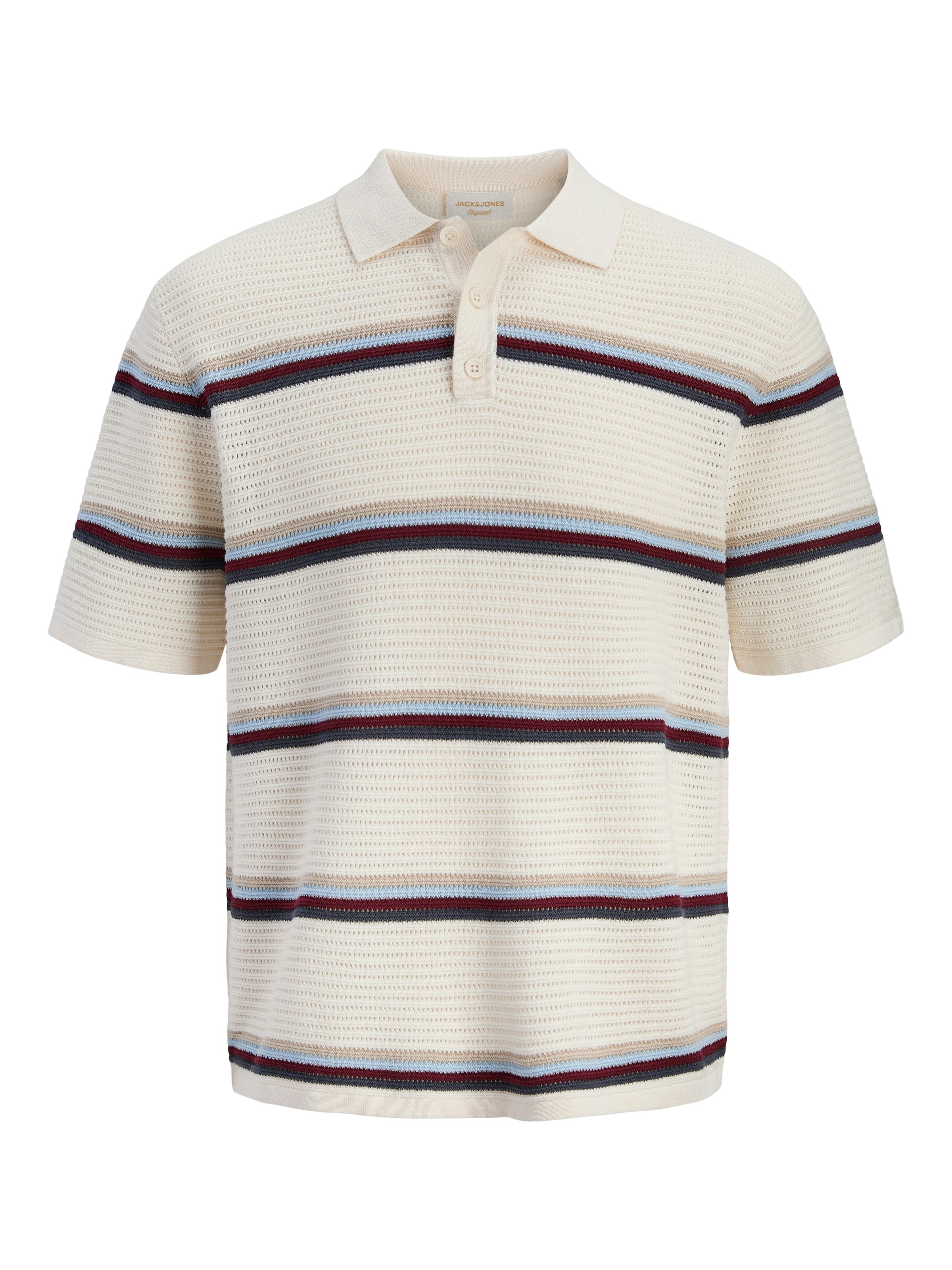 Jack & Jones Pull à col polo »JORMAINE KNIT STRIPE POLO SN« Baumwolle, relaxed fit