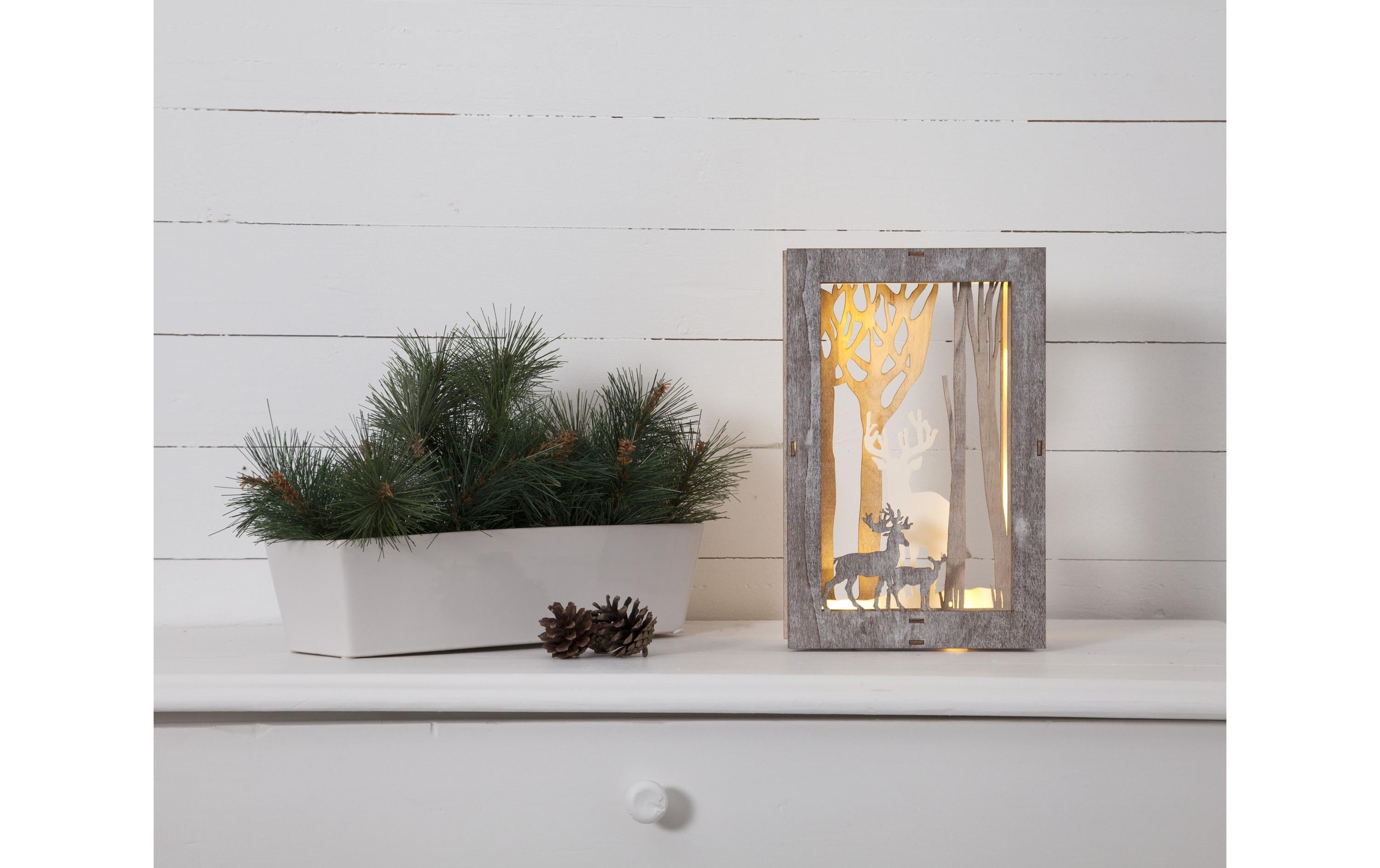   »Star Trading Fauna Wald mit Hirschen 28 cm, Holz«