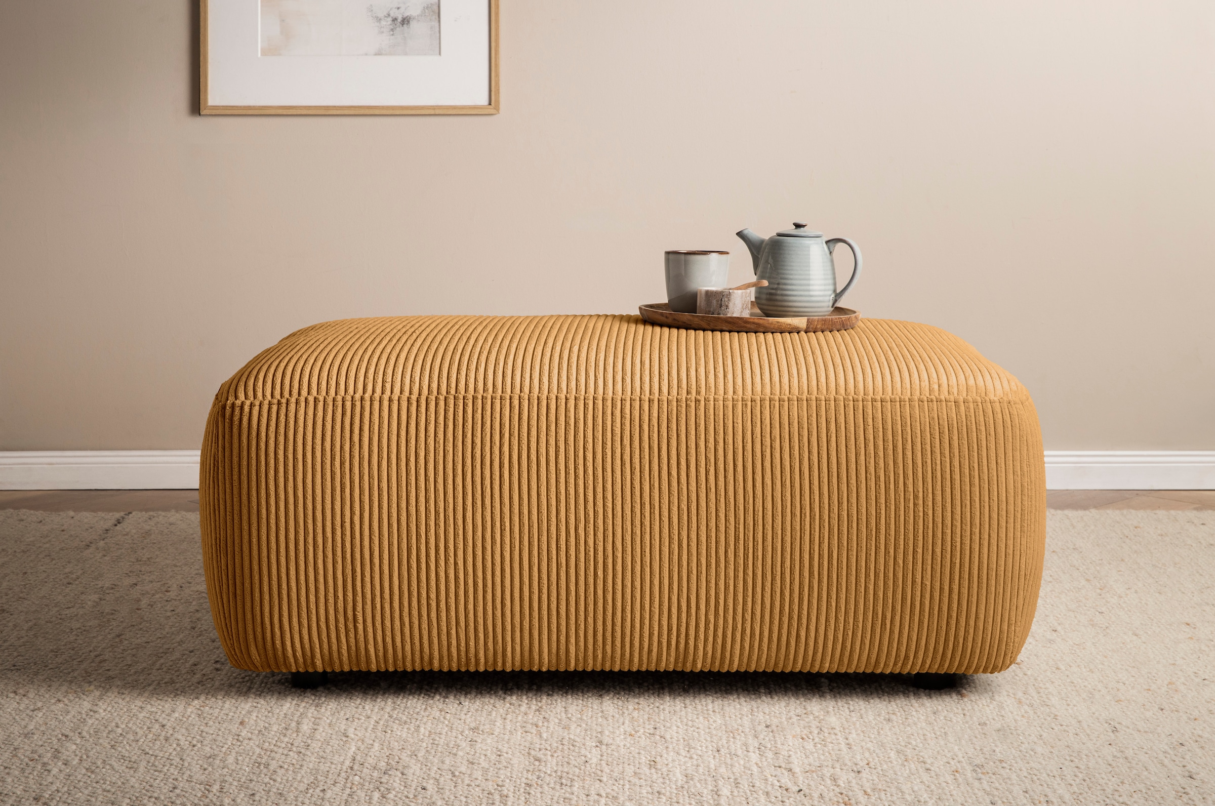 Home affaire Polsterhocker »Torge, Hocker in Cord, Samtvelours oder Struktur« passend zur Serie Torge, rechteckig, bequemer Sitzkomfort