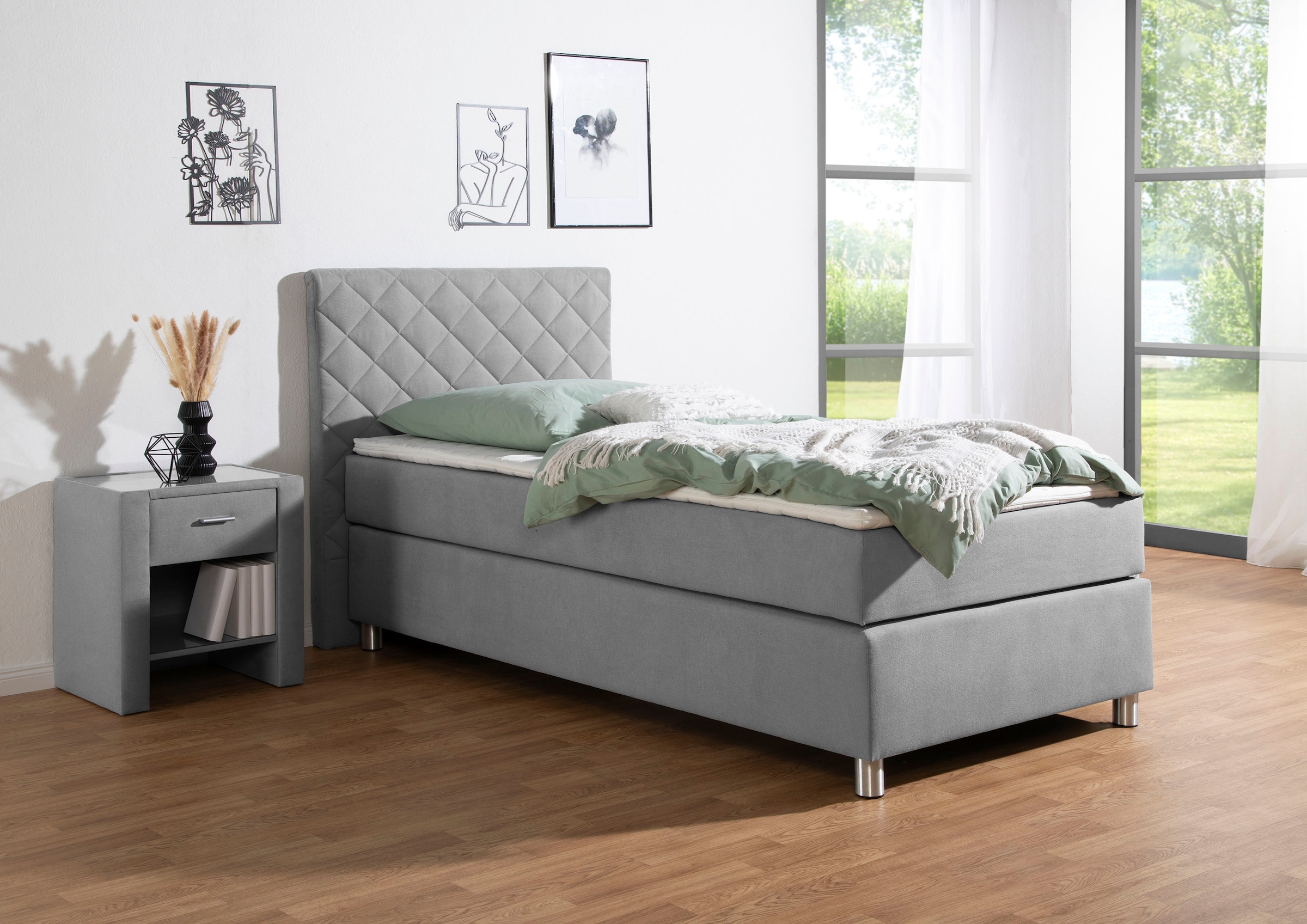 Home affaire Lit boxspring »Bernard, in verschiedenen Breiten« inkl. Topper, Matratze in H2, H3 oder H4 erhältlich