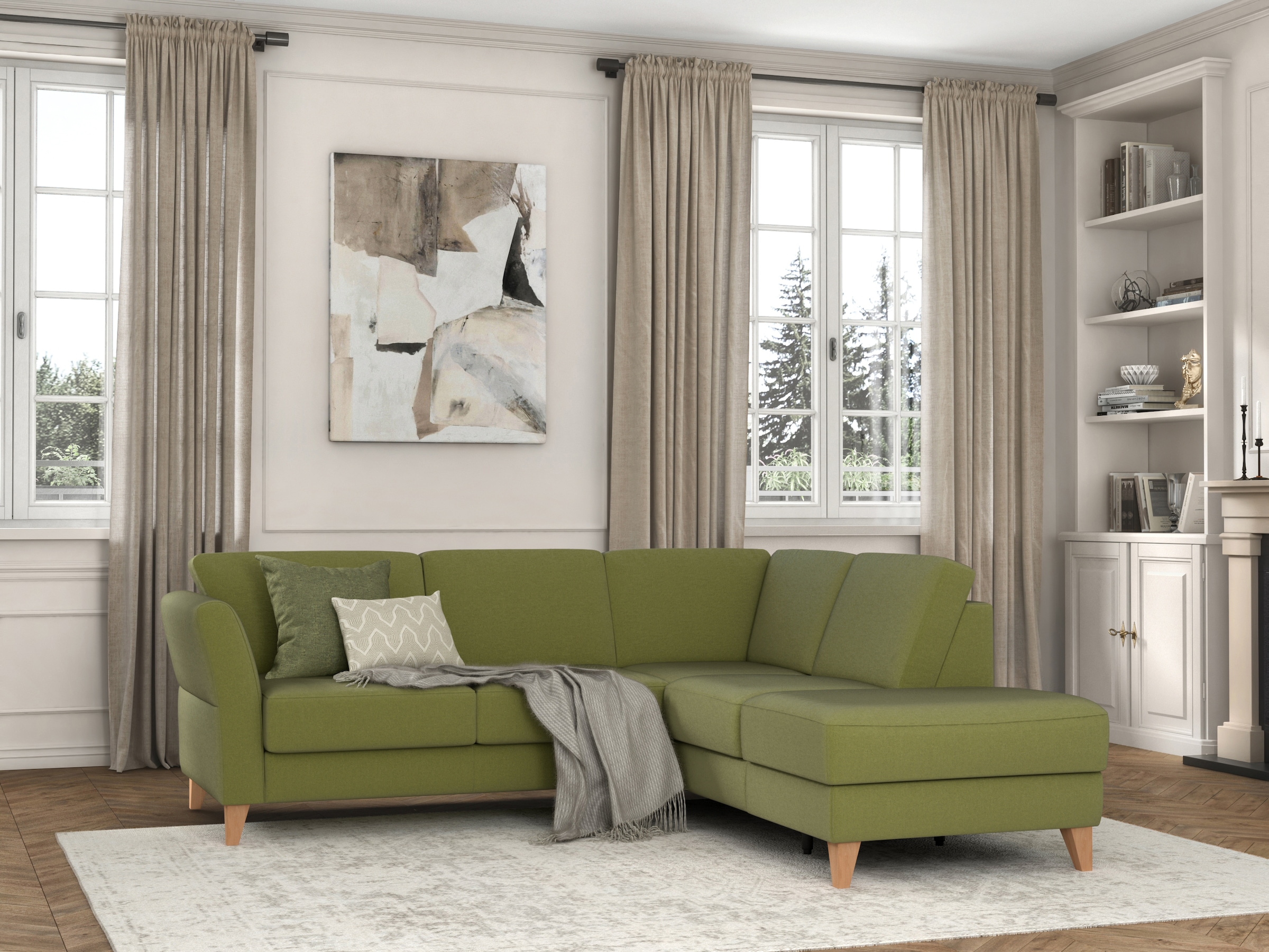 sit&more Ecksofa »Visby L-Form«, Wahlweise mit Bettfunktion und Stauraum, frei im Raum stellbar