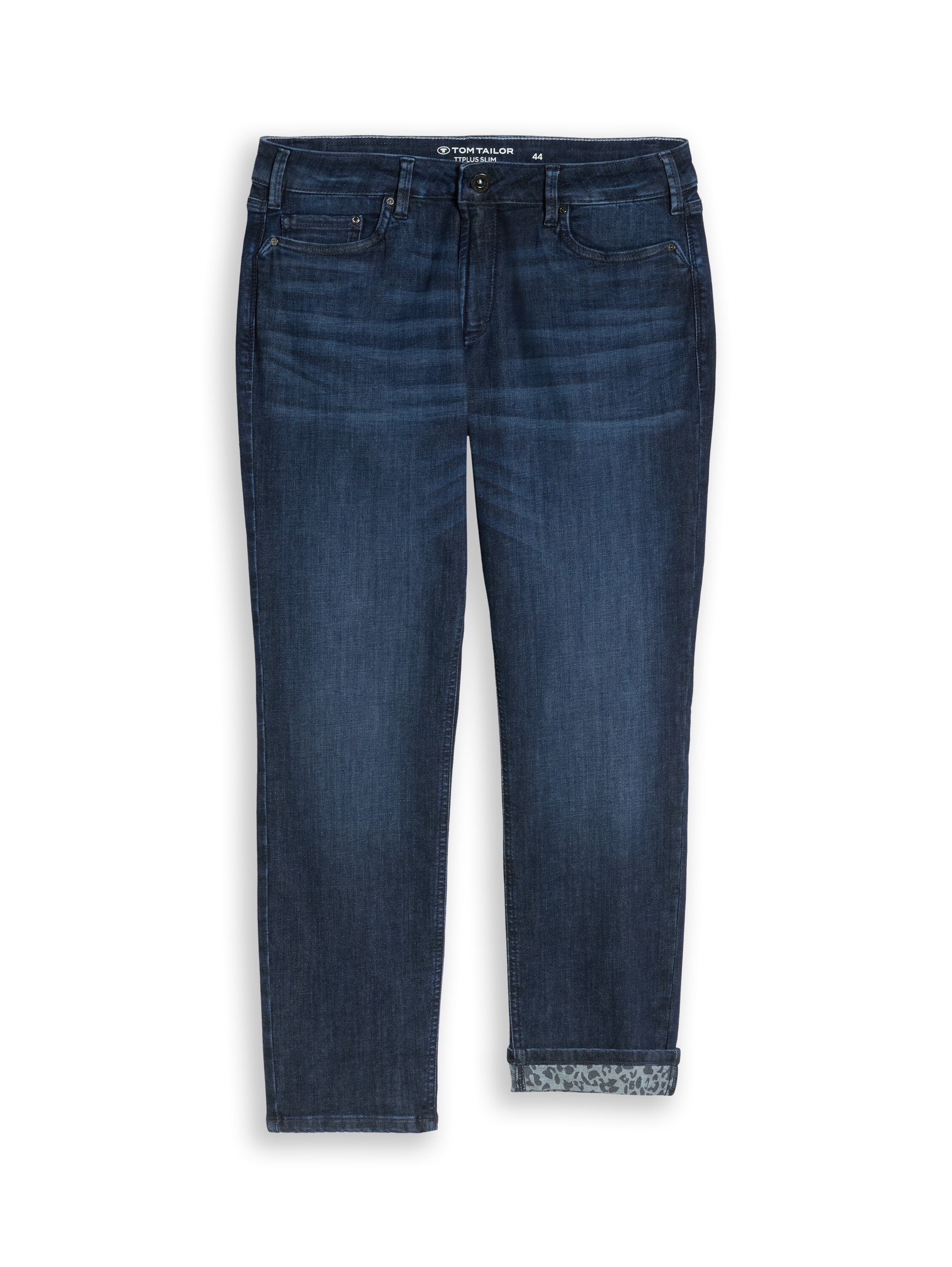 TOM TAILOR PLUS 5-Pocket-Jeans mit Leo-Print auf der Innenseite / Grosse Grössen
