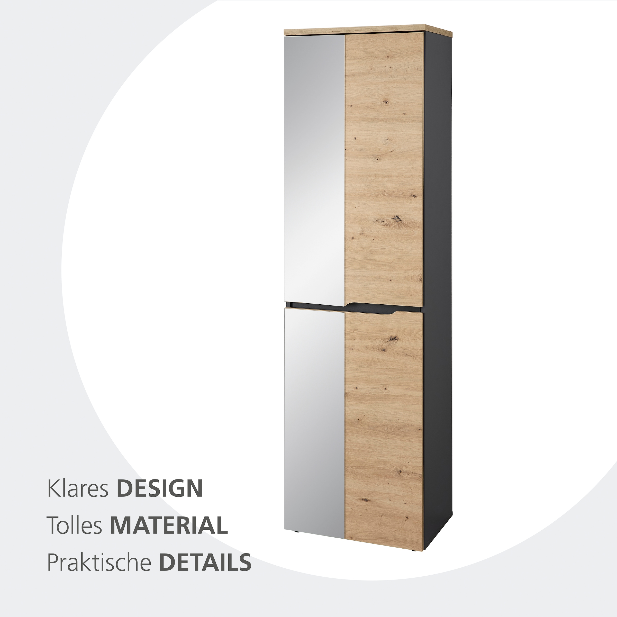 GOODproduct Garderobenschrank »Fargo Garderobenschrank, 55/192/38 (B/H/T cm)« 1 Stk. tlg. 4 türig, Spiegel, Softclose, Kleiderstange