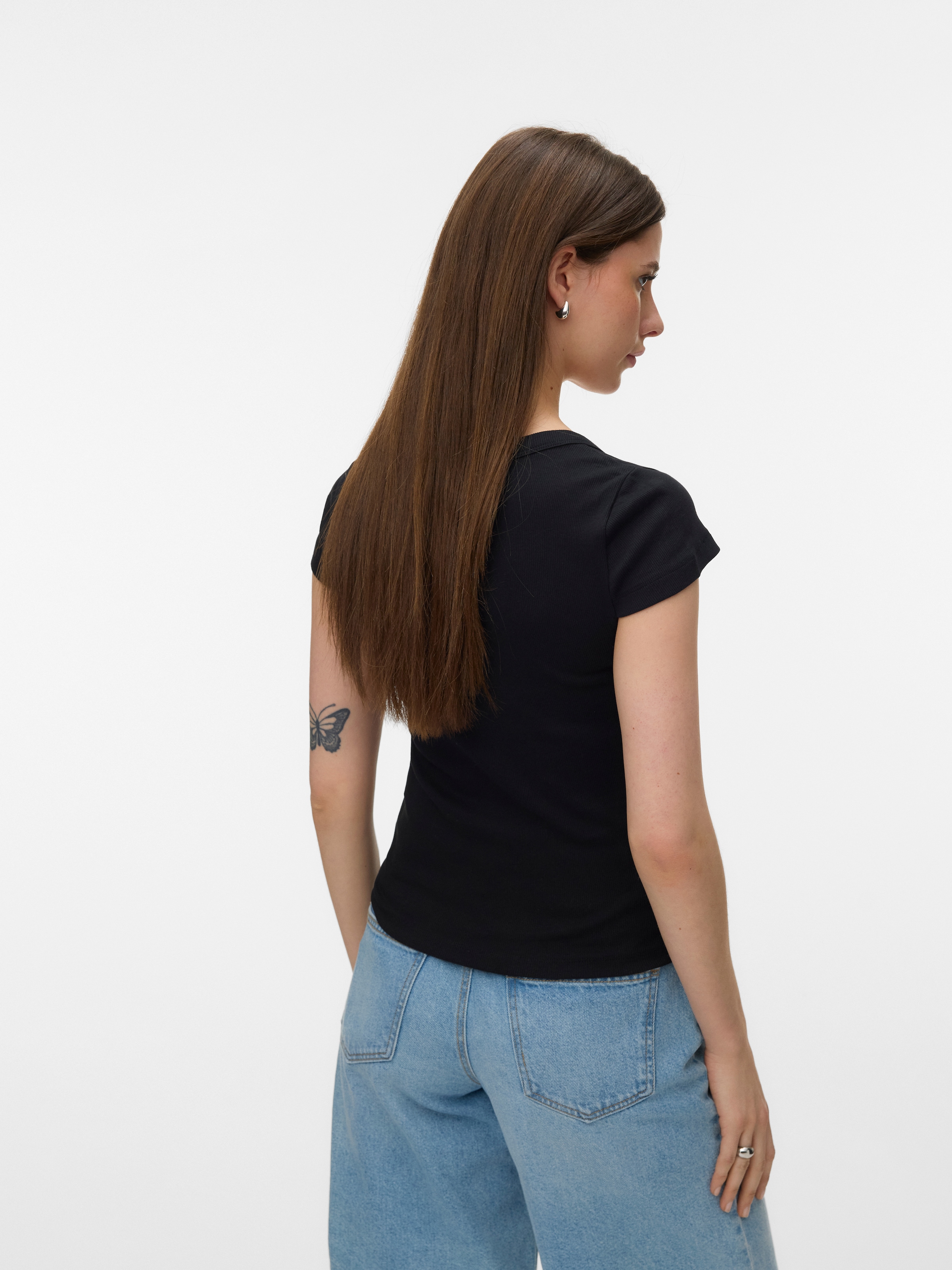 Vero Moda Kurzarmshirt »VMCHLOE CS SHORT U-NECK NOOS« Baumwollmischung