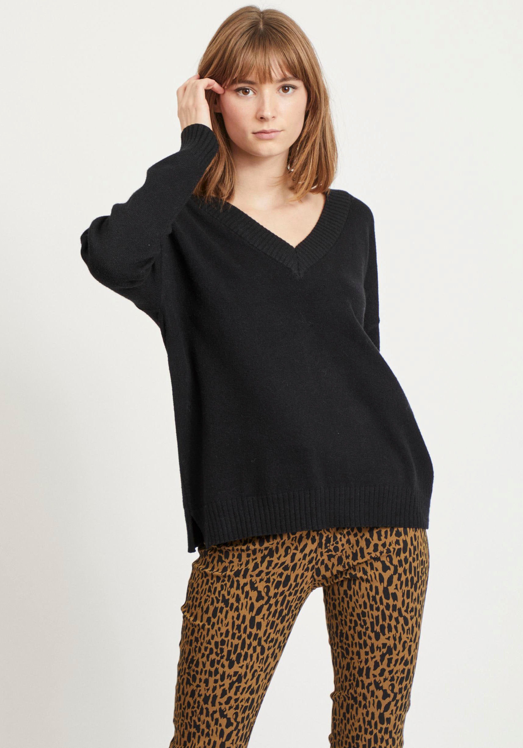 Image of Vila V-Ausschnitt-Pullover »VIRIL OVERSIZE«, in pflegeleichter Qualität bei Ackermann Versand Schweiz