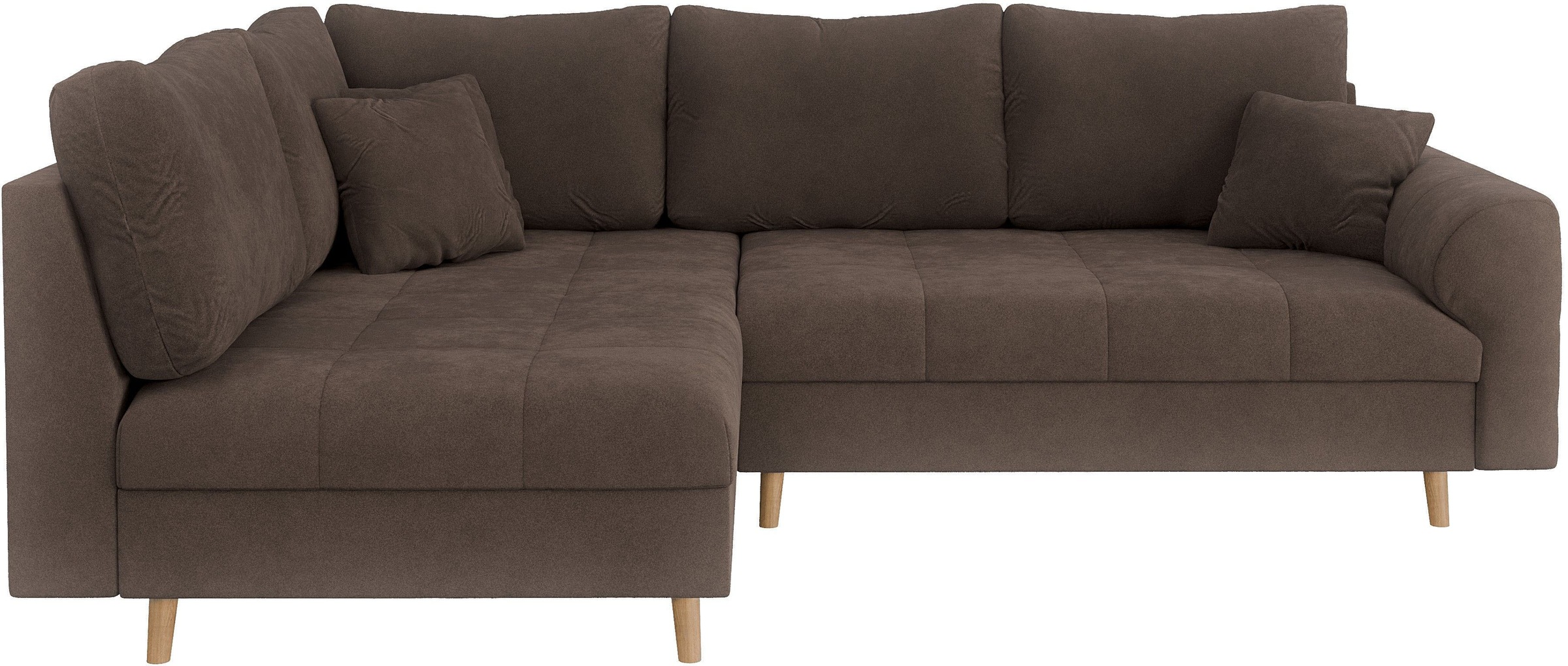 Home affaire Ecksofa »CHARRE L-Form mit Ottomane, Masse B/T/H: 231/161/81 cm«, feine Steppung, lose Rücken- und Zierkissen, auch in Cord und Bouclé