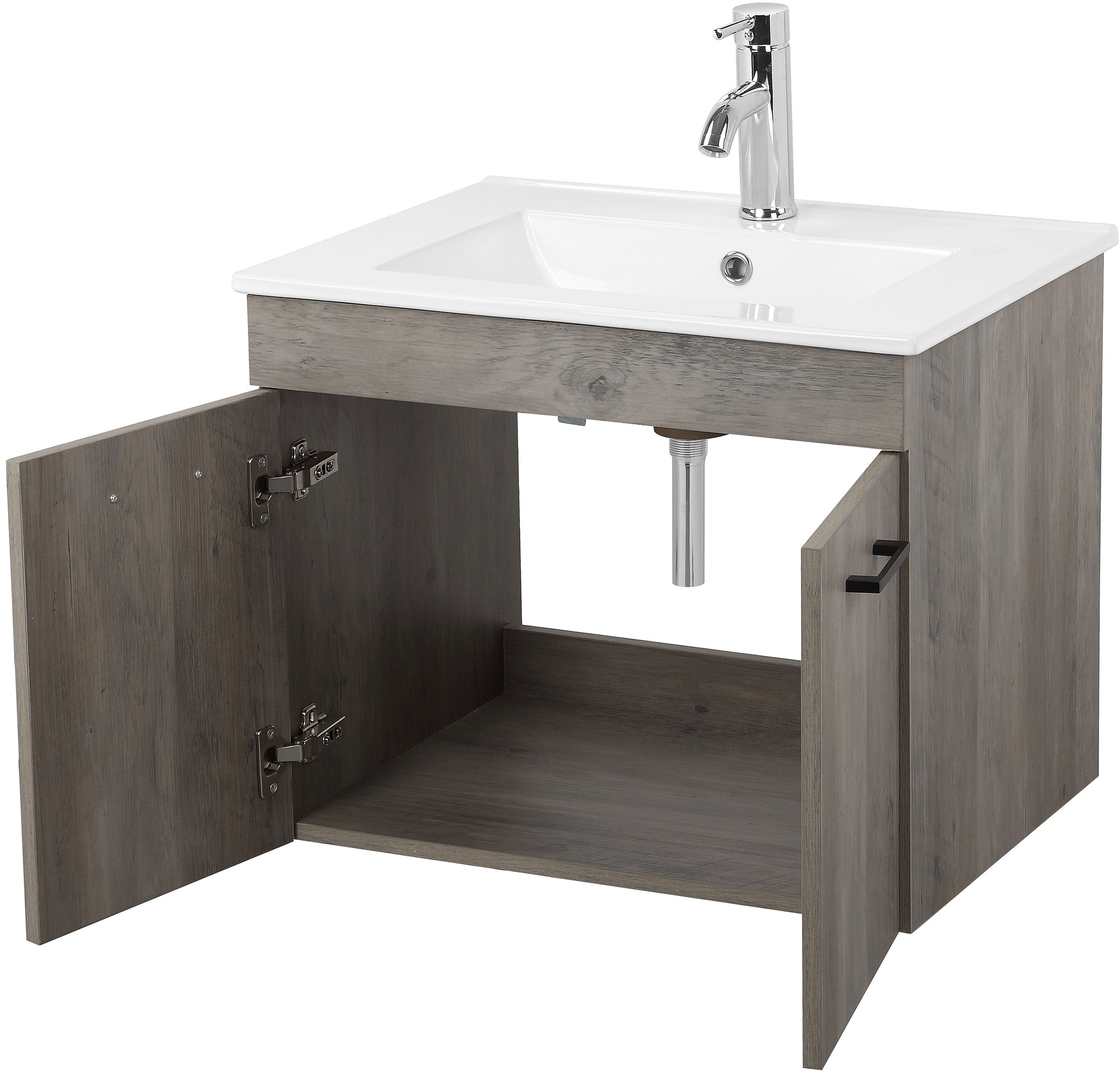 welltime Table de lavage »Florenz, Breite 60cm, 2 Tür, 2 Fächer, MDF-Front« Set, Waschtisch inklusive Waschbecken,  Waschplatz mit 2 Türen,in verschiedenen Farben erhältlich, Badmöbel