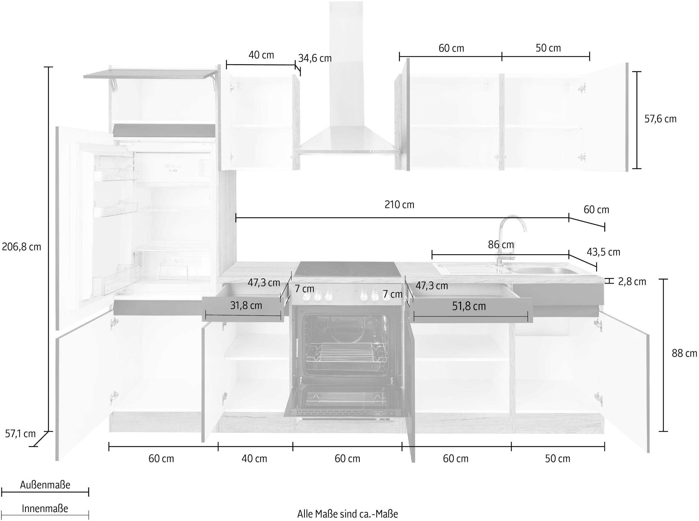 OPTIFIT Küchenzeile »Roth«, ohne E-Geräte, Breite 270 cm