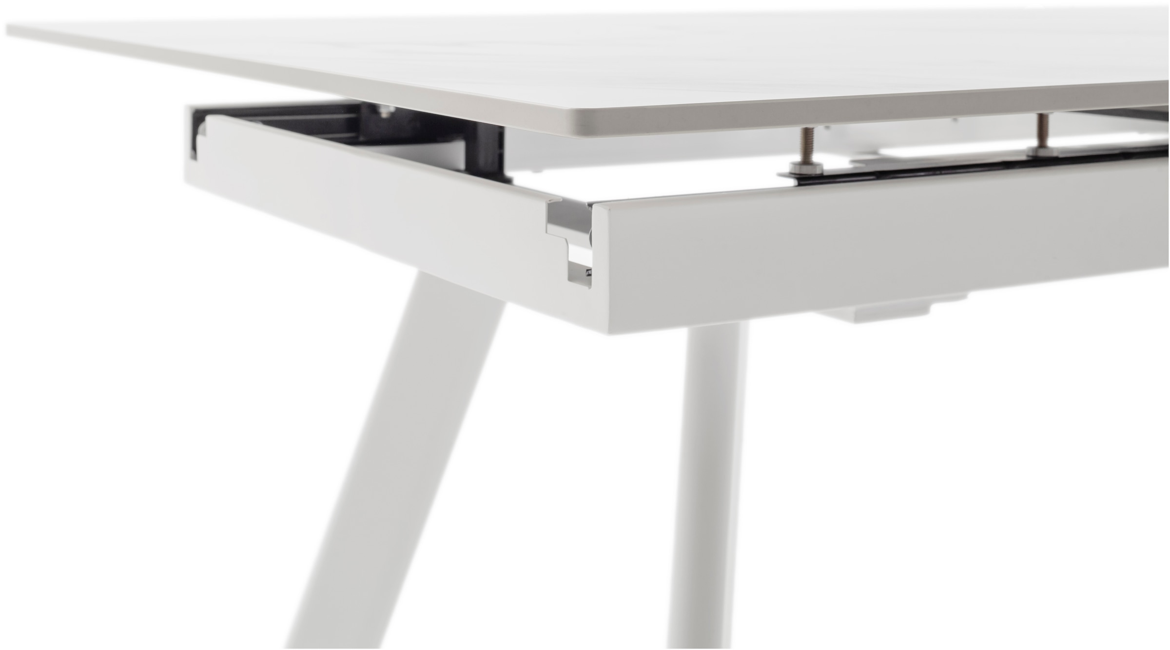MCA furniture Esstisch »PARENZO Auzugtisch 140-180 cm weiss marmoriert - bis 8 Personen«, (1 St.), Keramik, Metall weiss, Synchronauszug, ausziehbar, 6-8 Personen