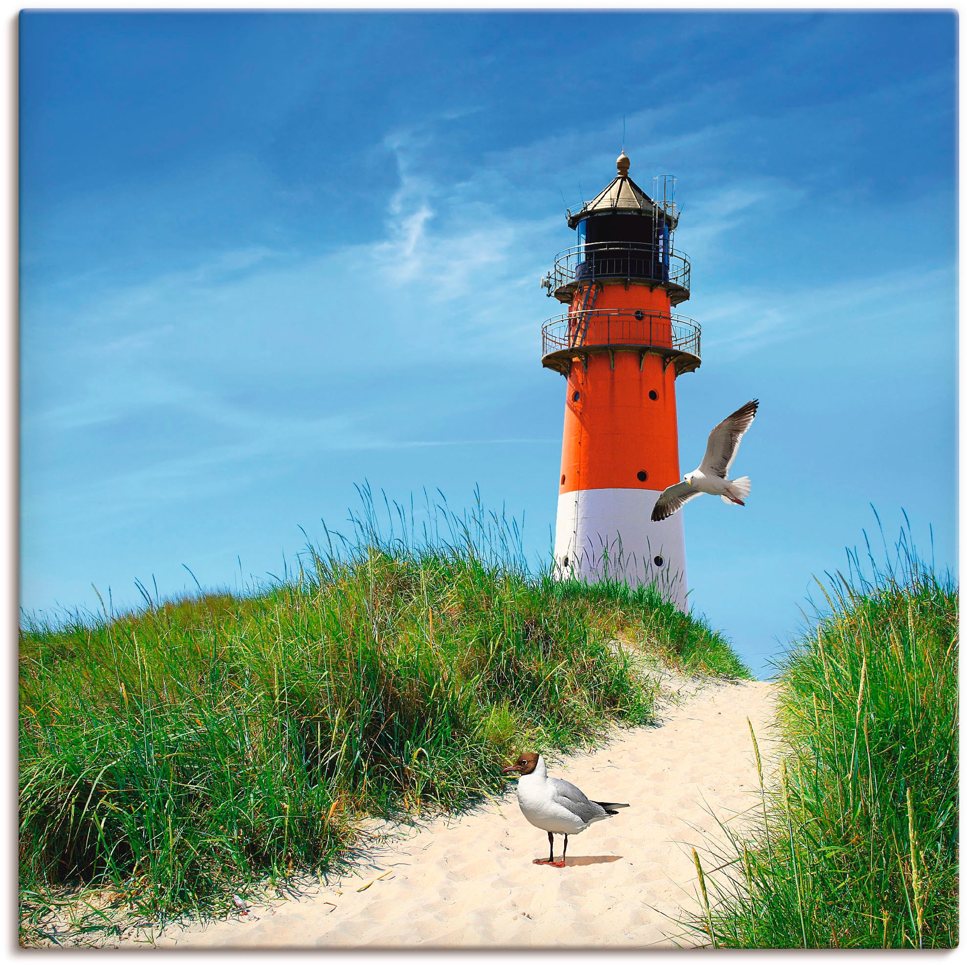 Image of Artland Leinwandbild "Am Leuchtturm" Gebäude 1 Stk. tlg. auf Holzrahmen gespannt