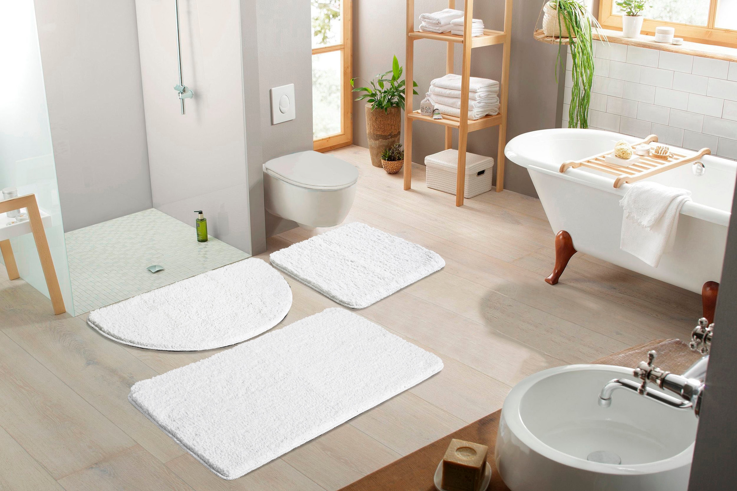 my home Tapis de bain »Inga, Badezimmer Teppich, Badvorleger« Höhe 20 mm Badteppich, unifarben, weich, als halbrund und rechteckig erhältlich