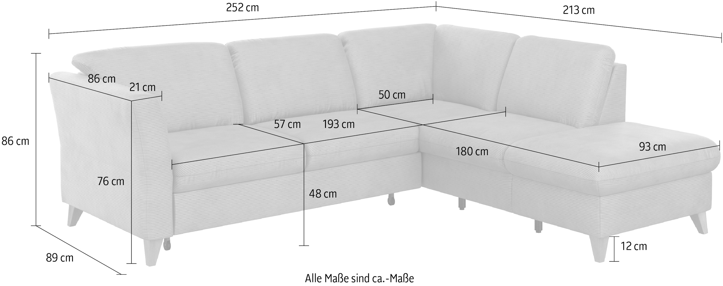 Home affaire Canapé d'angle »Trelleborg L-Form« wahlweise mit Bettfunktion und Bettkasten, inkl. Federkern-Polsterung