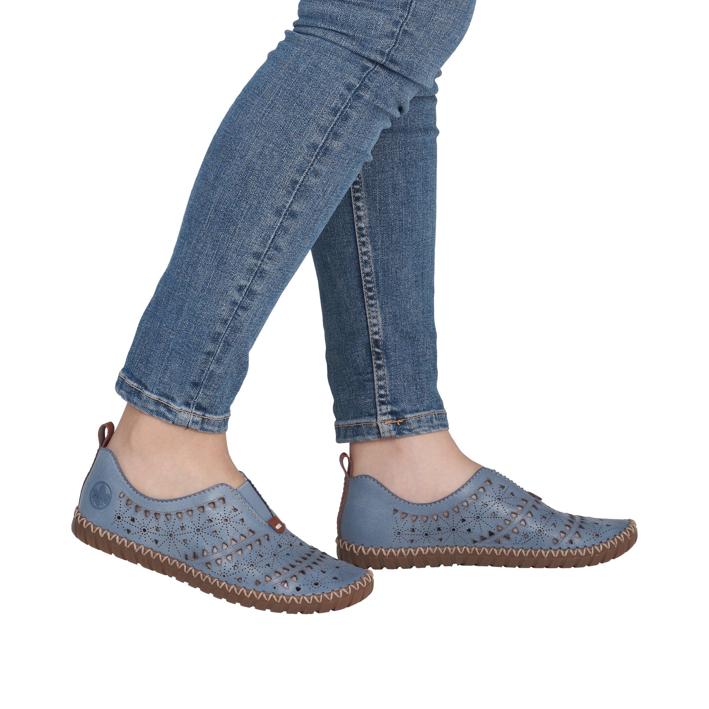 Rieker Slipper  chaussure à enfiler, chaussure basse, chaussure de vacances avec perforations