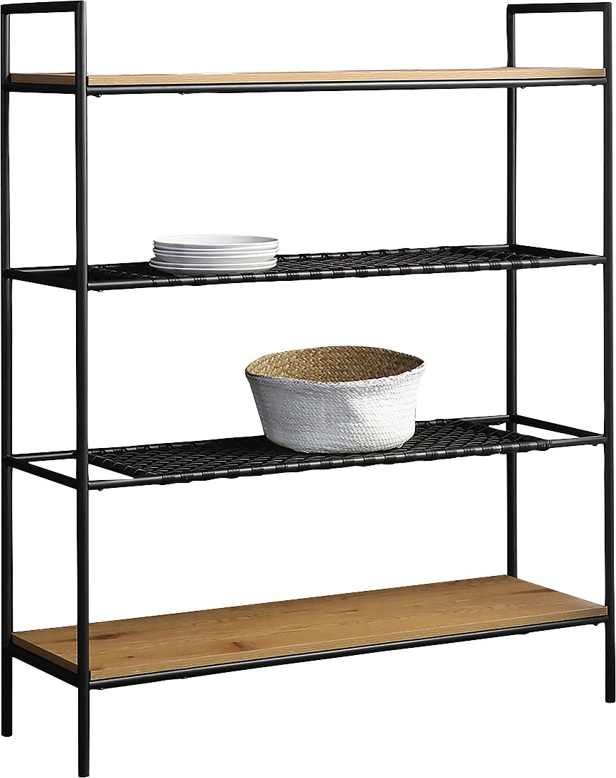 Image of SalesFever Bücherregal "York Design-Regal für stilvolle Ordnung" Mattschwarze Polyrattan Ablageböden - Stil trifft Funktionalität