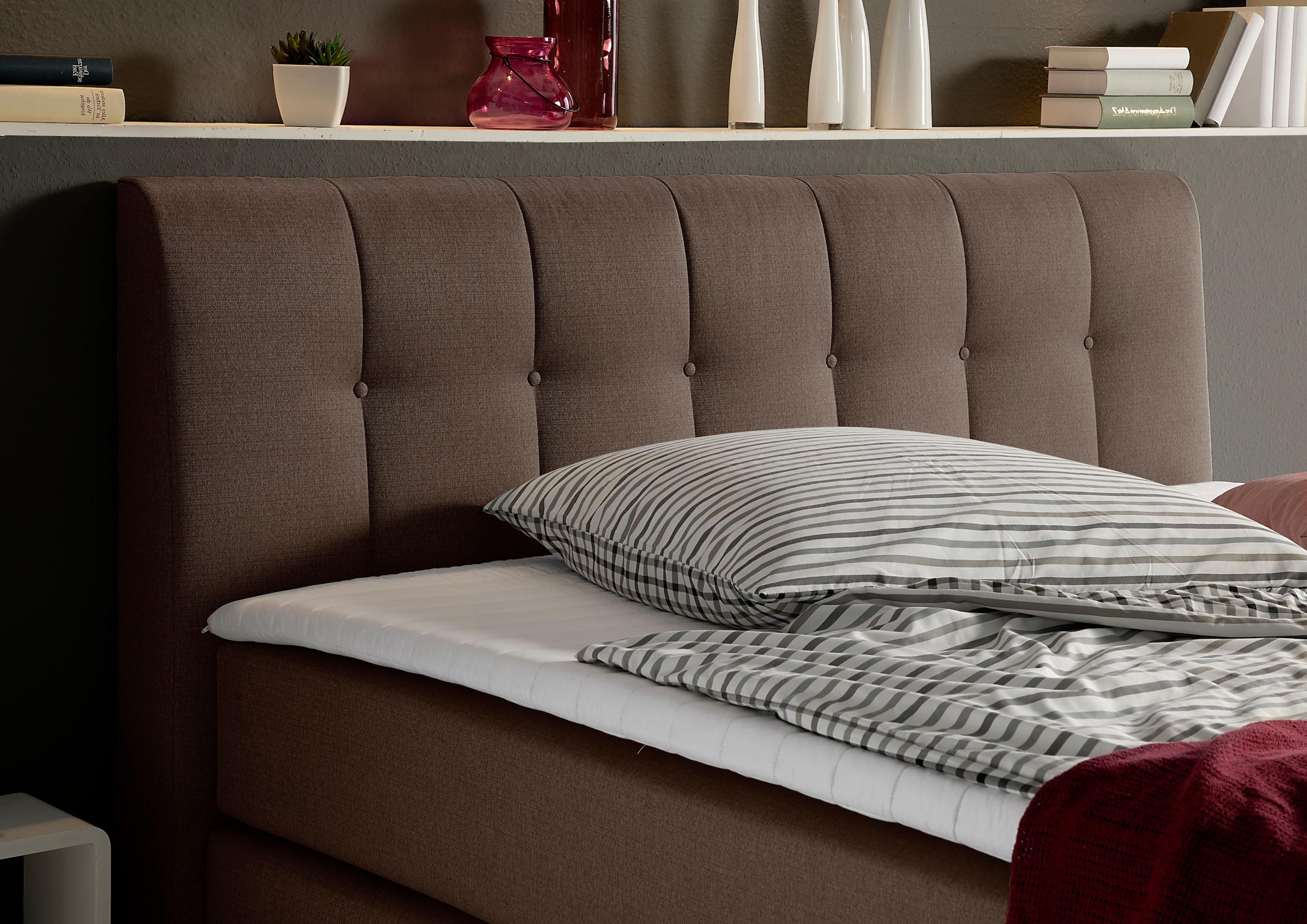 PLACES OF STYLE Boxspringbett »Cafone« inkl. Topper, 5 Breiten, 3 Matratzenarten und 3 Härtegraden wählbar