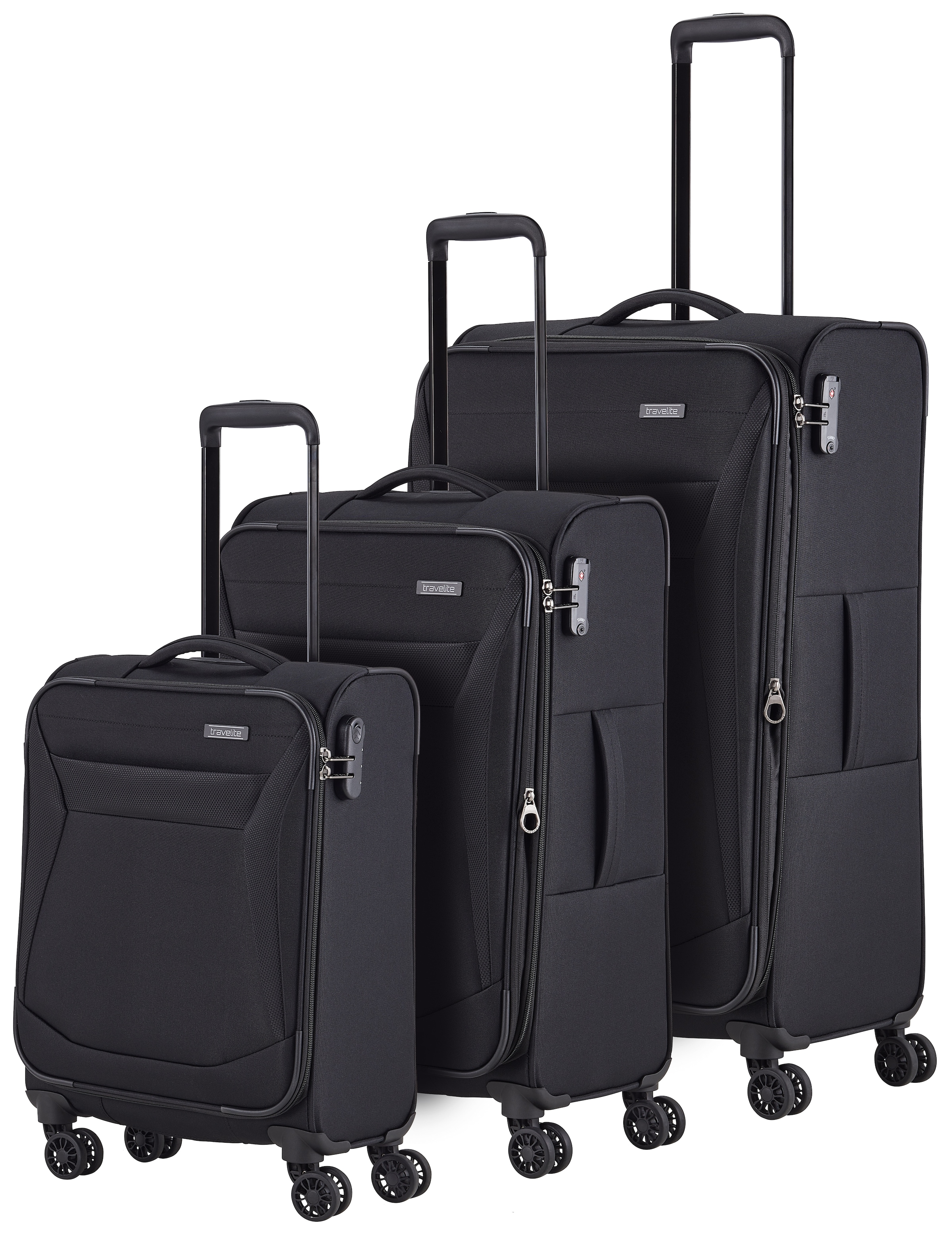 travelite Trolleyset »CHIOS 3-teilig Weichgepäck« erweiterbares Volumen – flexibles Reisegepäck