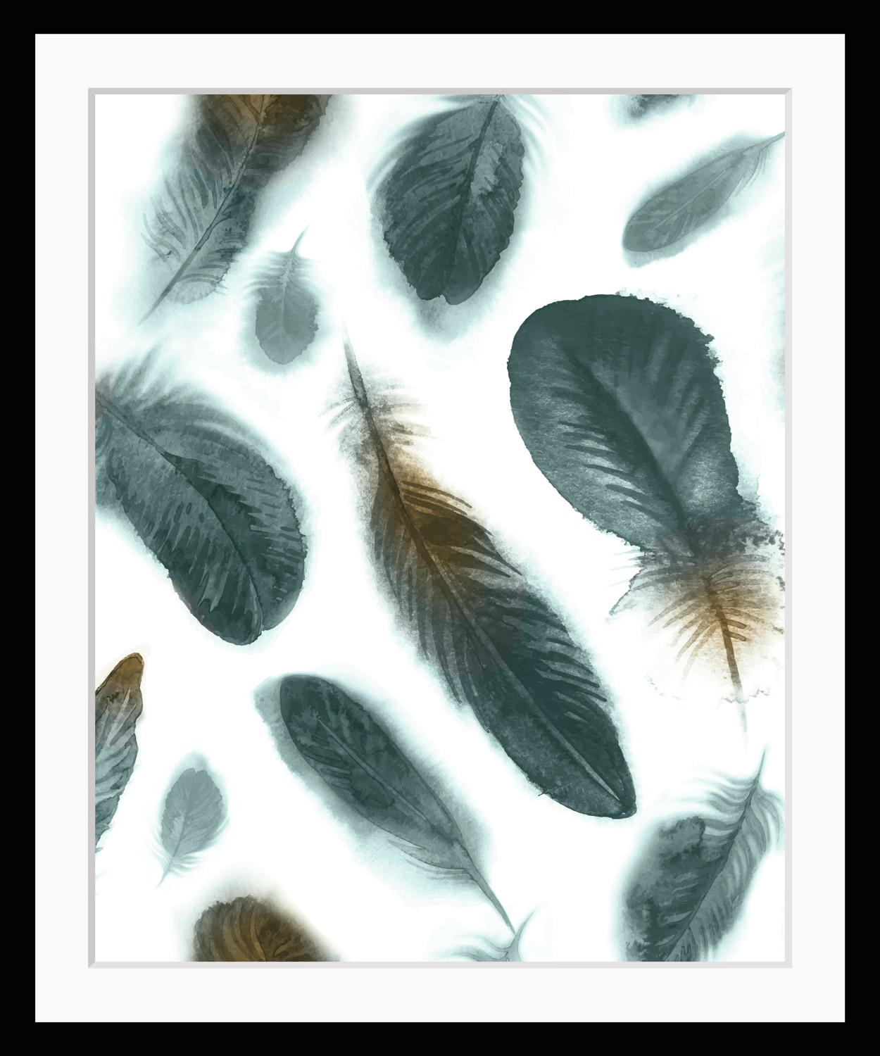 Image of queence Bild "Elyna" Federn Kunst HD Premium Poster-Druck inkl. Holzrahmen