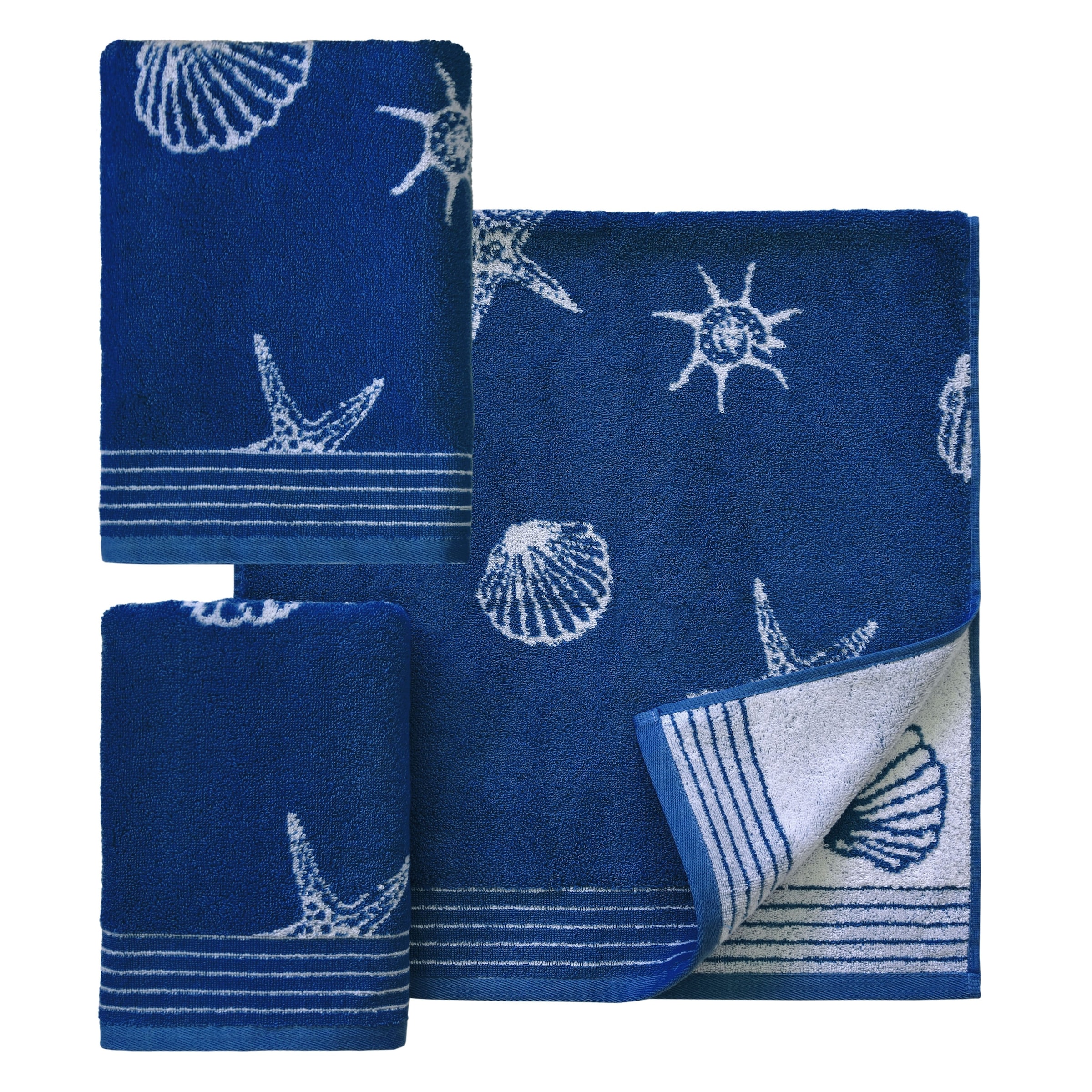 Dyckhoff Handtuch Set »Seashell«, (Set, 3 St., 2 Handtücher (50x100 cm)-1 Badetuch (70x140 cm), mit Muschelmuster