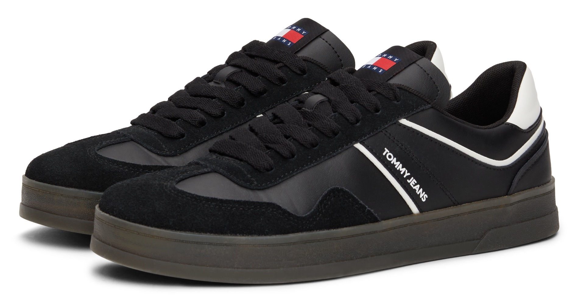 TOMMY JEANS Plateausneaker »TJM LEATHER RETRO CUPSOLE«, Freizeitschuh, Halbschuh, Schnürschuh mit...