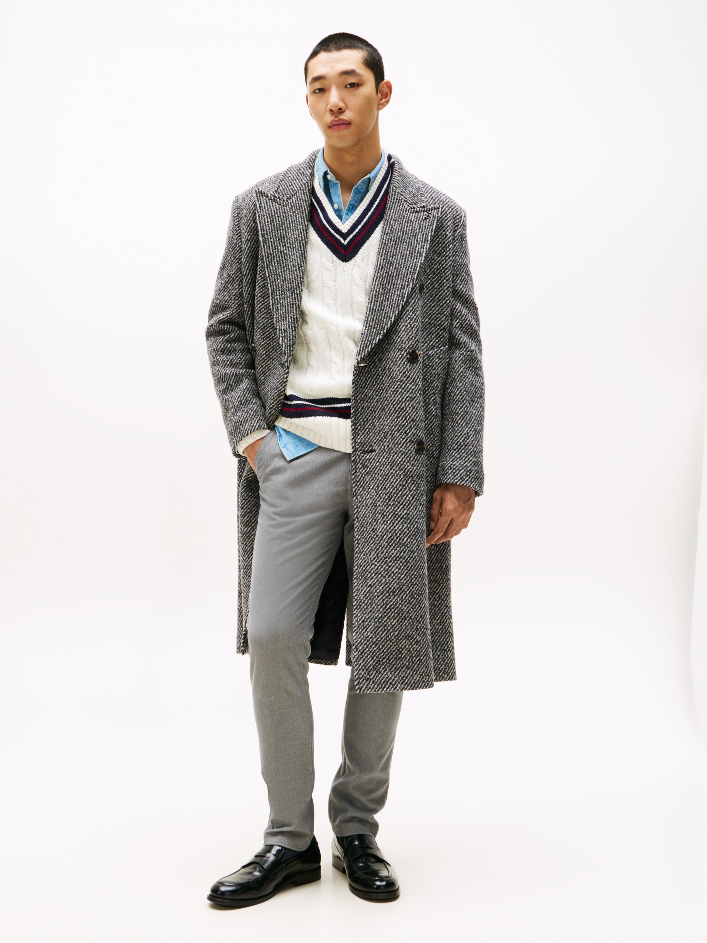 Tommy Hilfiger Chinohose »BLEECKER BRUSHED MARL«, Slim Fit, gebürstete Melangeoptik, Baumwollmischung