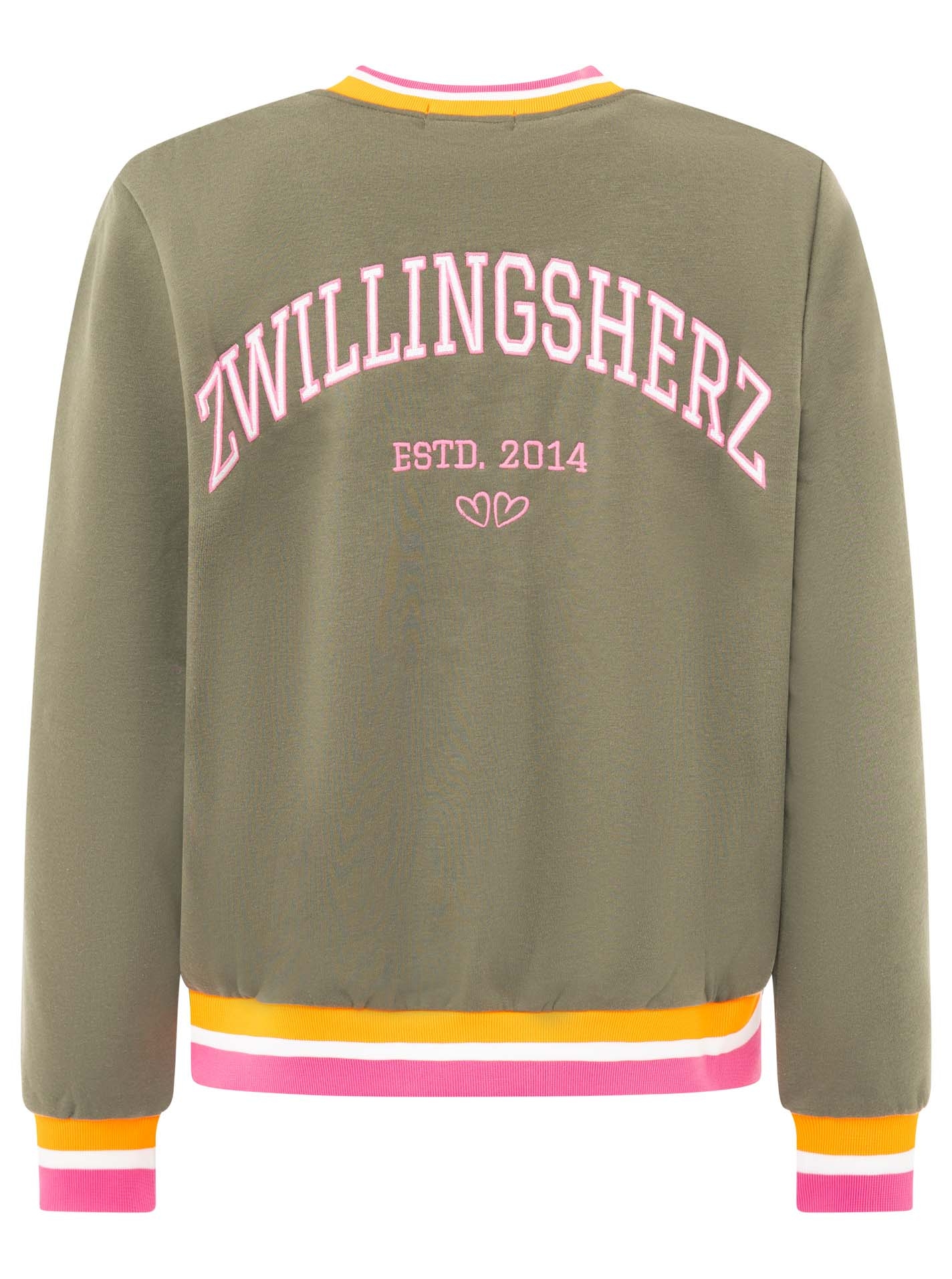 Zwillingsherz Sweatjacke »"Zwillingsherz"« durchgehender Zipper, Logo auf der Schulter, gestreifte Bündchen