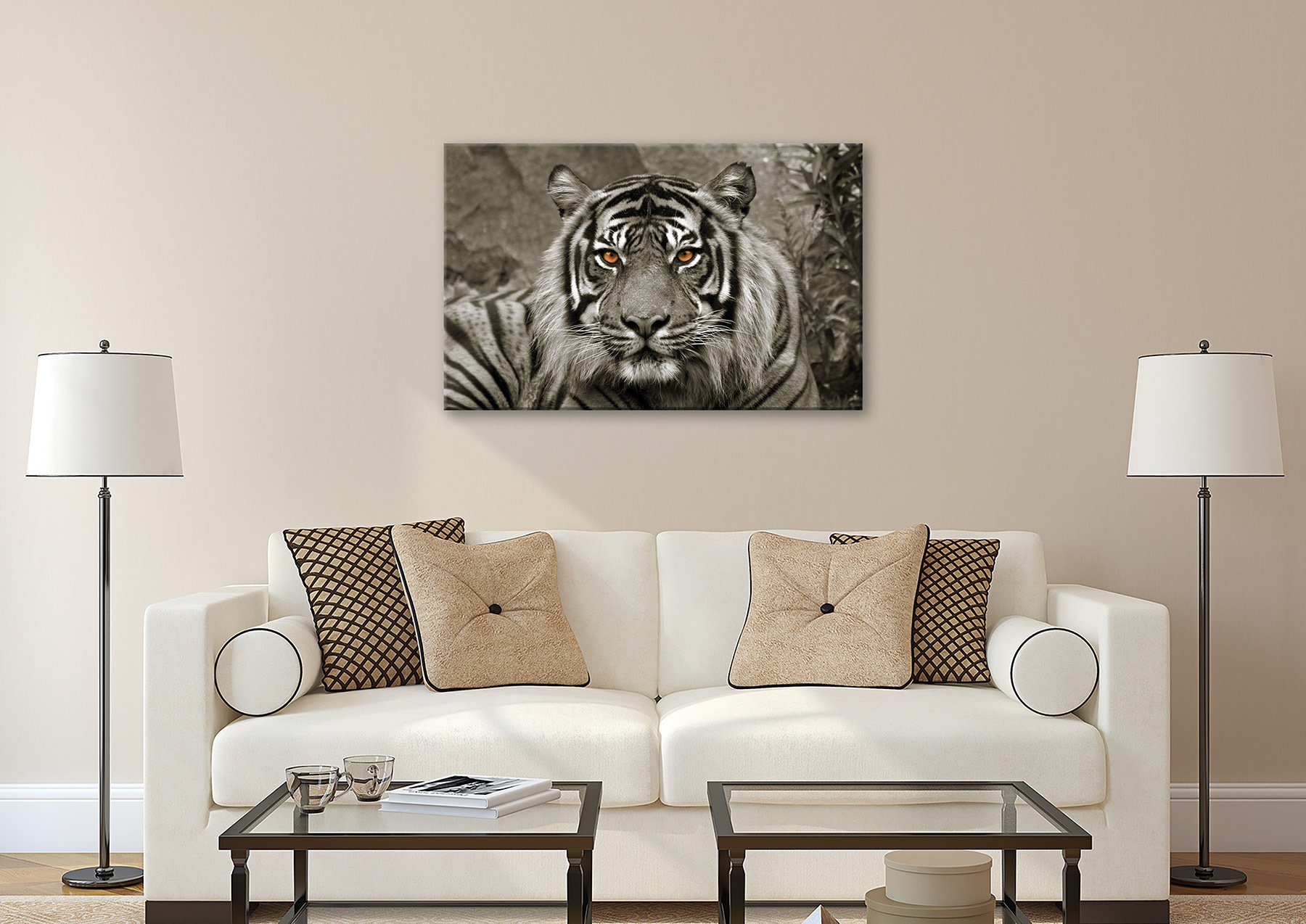 Bönninghoff Leinwandbild "Wandbild TIGER 78x118 cm – Leinwandbild Keilrahmen Deko modern" Raubkatzen  Tiger  Wildtiere 1 Stk. tlg. auf Keilrahmen gespannt