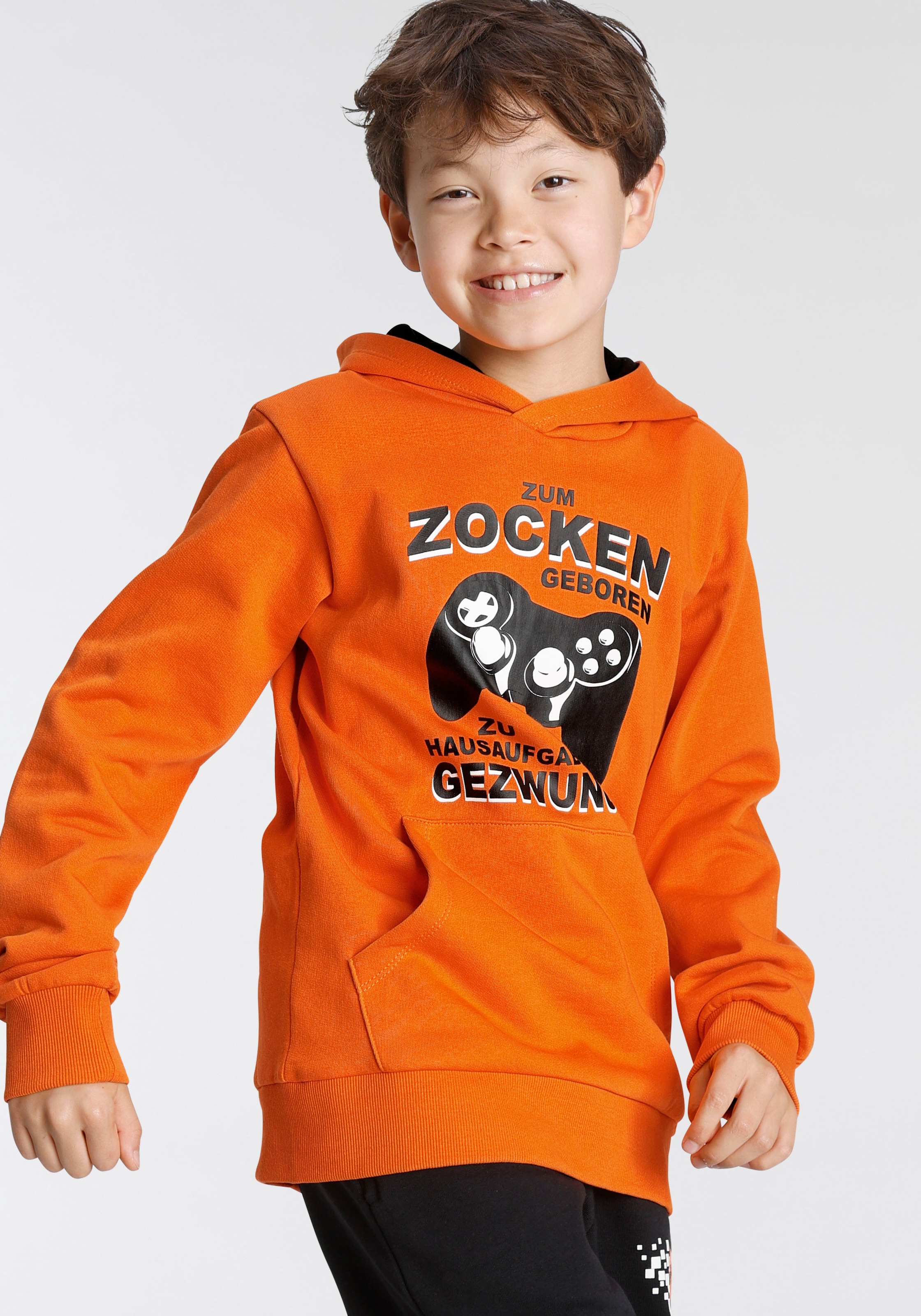 Image of KIDSWORLD Kapuzensweatshirt "FÜR ZOCKER", Langarm, mit Rippbündchen, bedruckt