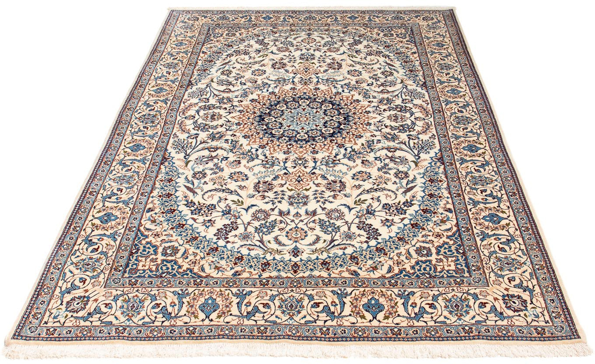 Image of morgenland Orientteppich »Perser - Nain - Premium - 201 x 130 cm - beige«, rechteckig, 6 mm Höhe, Wohnzimmer, Handgeknüpft, Einzelstück mit Zertifikat bei Ackermann Versand Schweiz