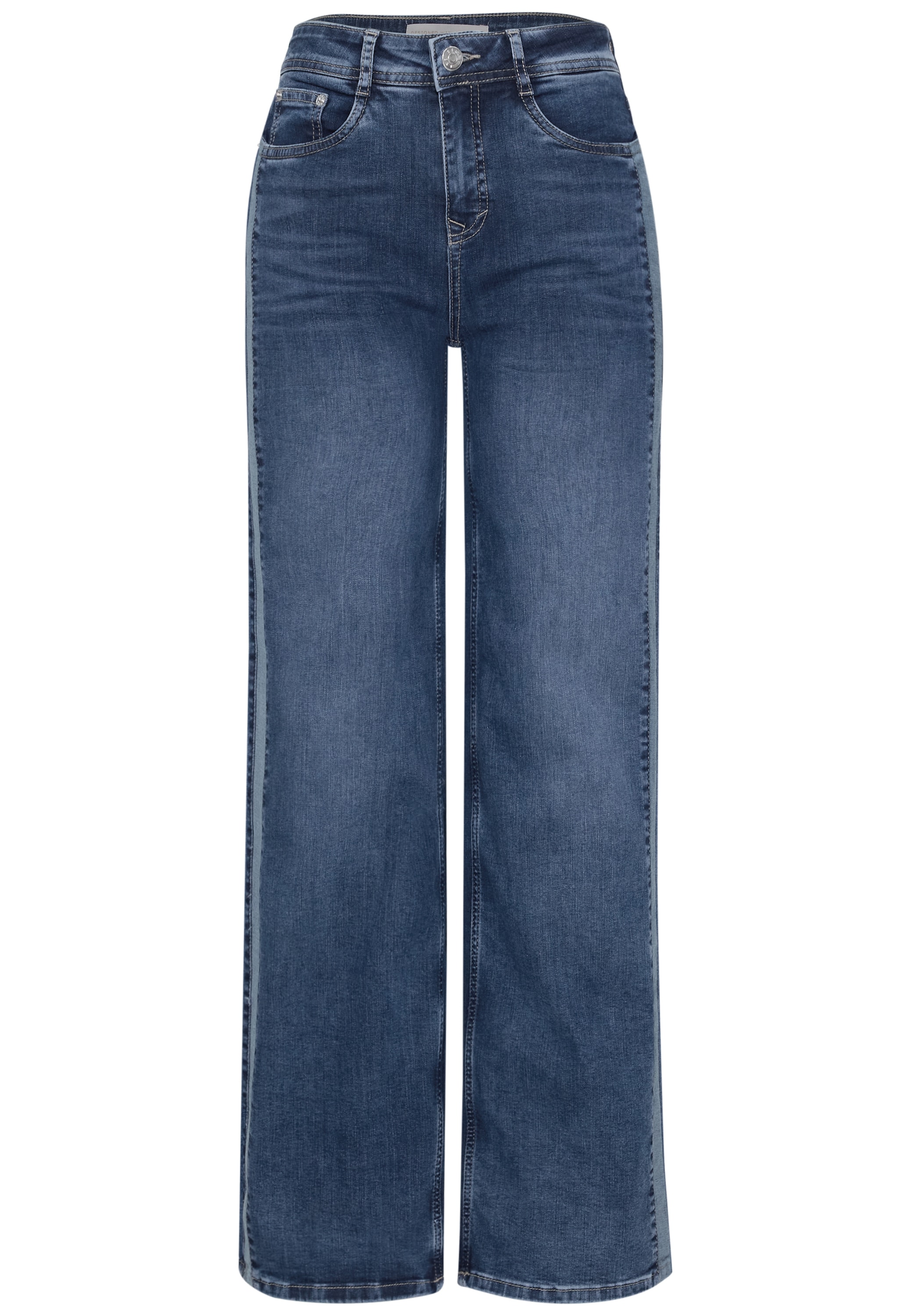 STREET ONE Jeans loose fit avec bandes gallon / jambe large / stretch