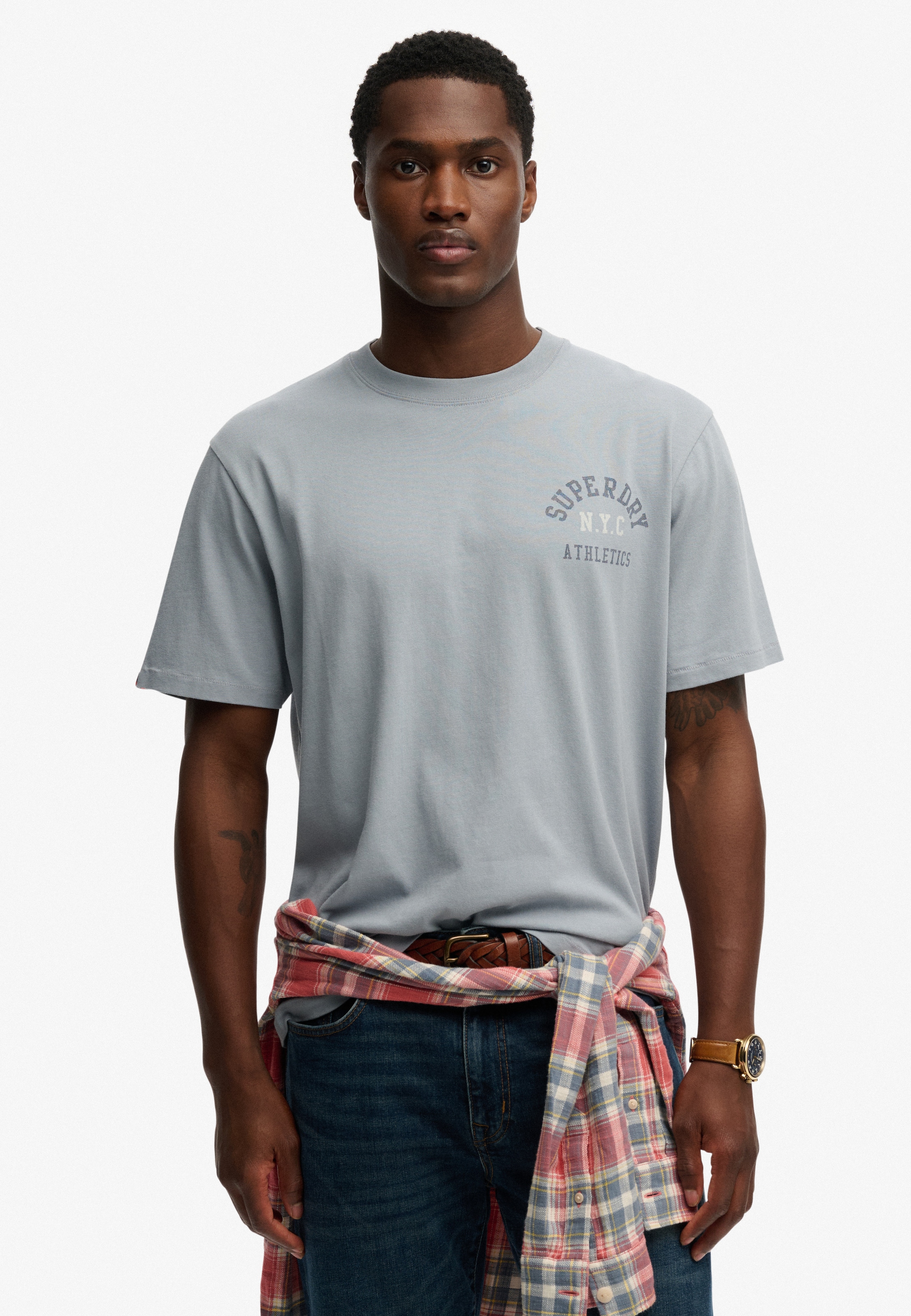Image of Superdry Rundhalsshirt "ATH ESS TEE" Loose Fit, aus Baumwolle, Single Jersey, mit Kurzarm