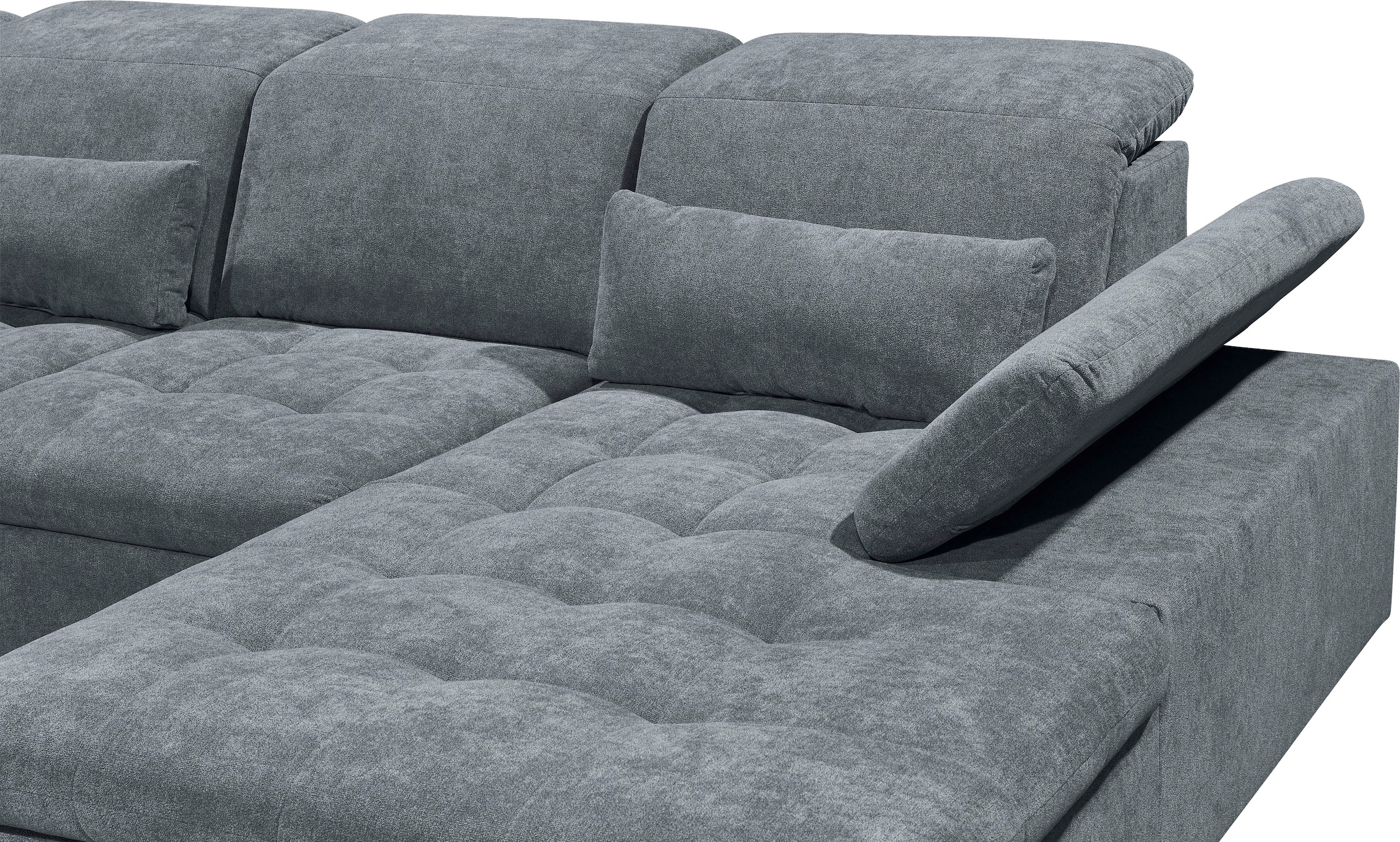 ED EXCITING DESIGN Wohnlandschaft »Wayne U-Form mit Bettfunktion, Bettkasten« Arm- und Kopfteilverstellung & 3 Nierenkissen