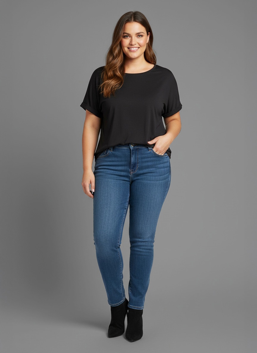 Laura Scott CURVE T-shirt 2 cuis im 2er Pack mit modischem Ärmelaufschlag - GROSSE GRÖSSEN