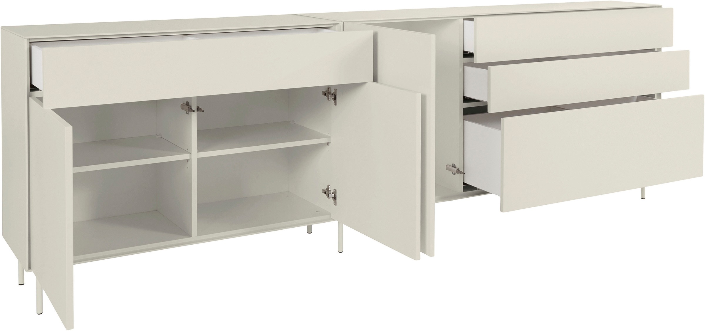 LeGer Home by Lena Gercke Sideboard »Essentials«, (2 St.), Breite: 279cm, MDF lackiert, Push-to-open-Funktion