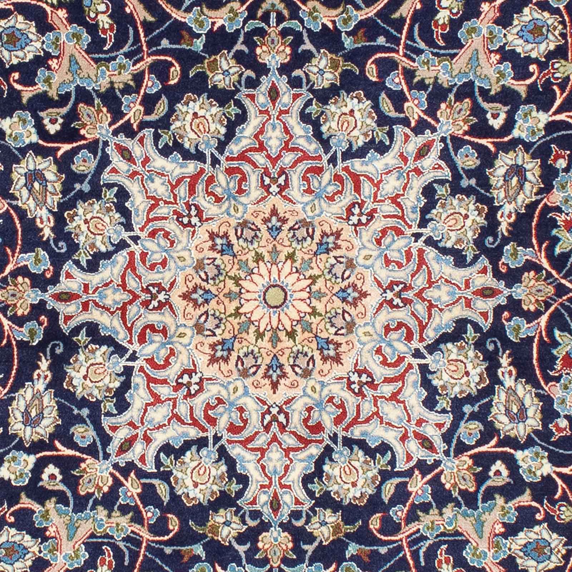 Einzelstück rechteckig, Orientteppich 220 - - morgenland mit auf dunkelblau«, - Premium - versandkostenfrei x »Perser Wohnzimmer, cm Handgeknüpft, Isfahan Zertifikat 152