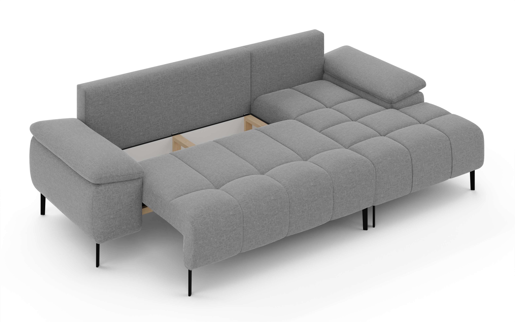 INOSIGN Ecksofa »DROMARA Schlafsofa mit Bettkasten, Masse: B/T/H 277/141/91 cm«, L-Form mit Recamiere rechts/links bestellbar, Wellenunterfederung