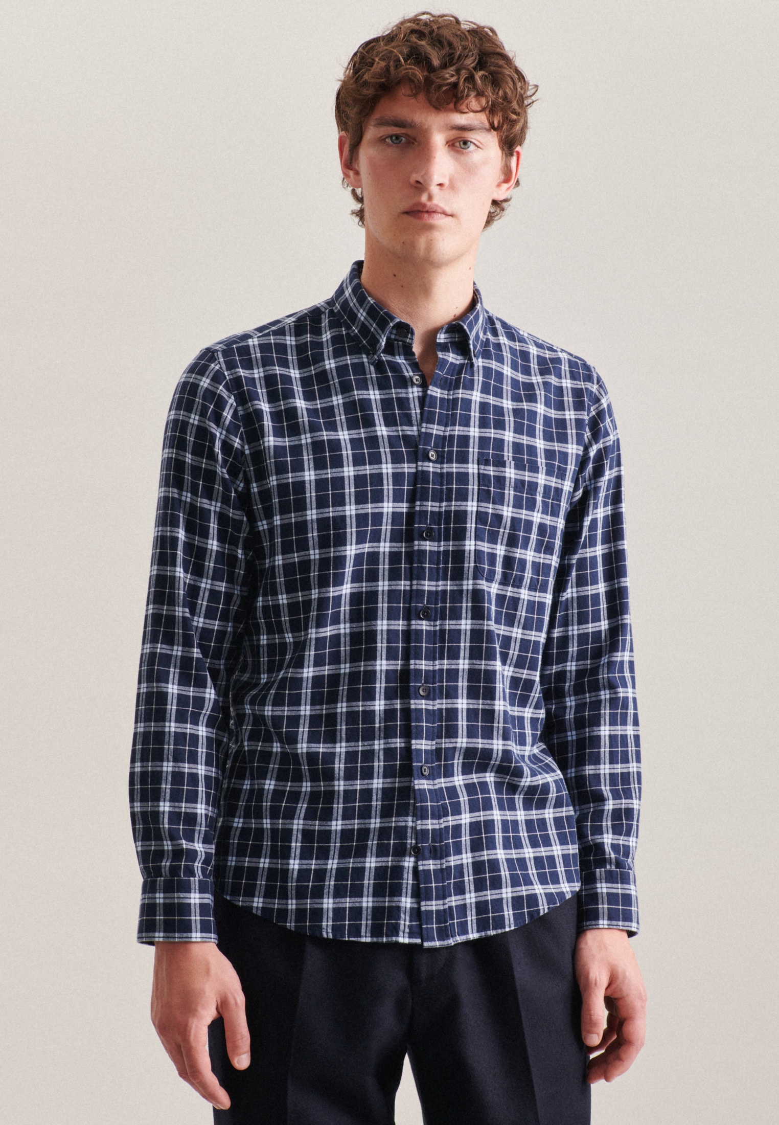 seidensticker Businesshemd »Schwarze Rose«, Regular Langarm Button-Down-Kragen Karo