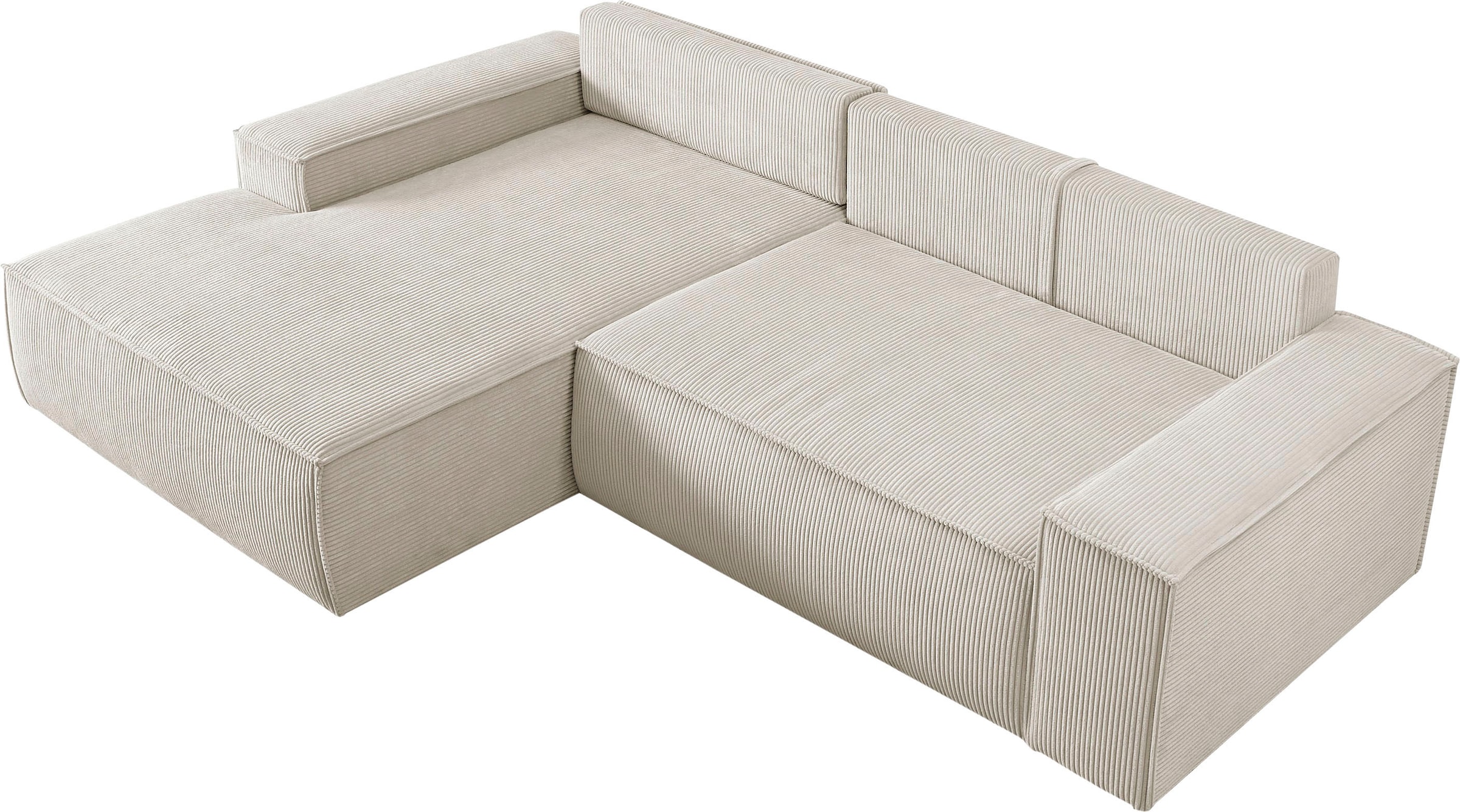Home affaire Ecksofa SHERWOOD Schlafsofa 267 cm, L-Form, Schlaffunktion mit Bettkasten (210x136 cm), Cord, Vintage, Samtvelours