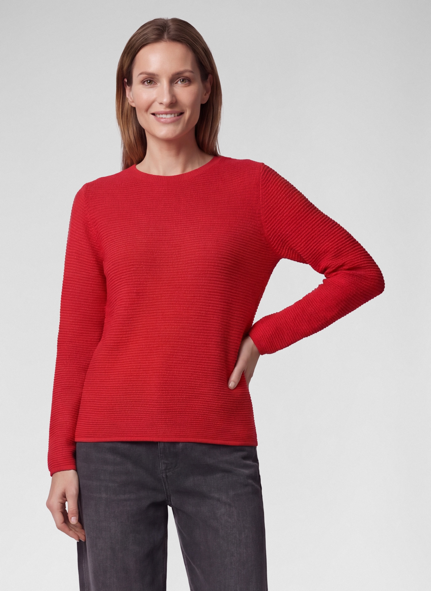 Rabe Strickpullover mit feiner Struktur / Rundhals