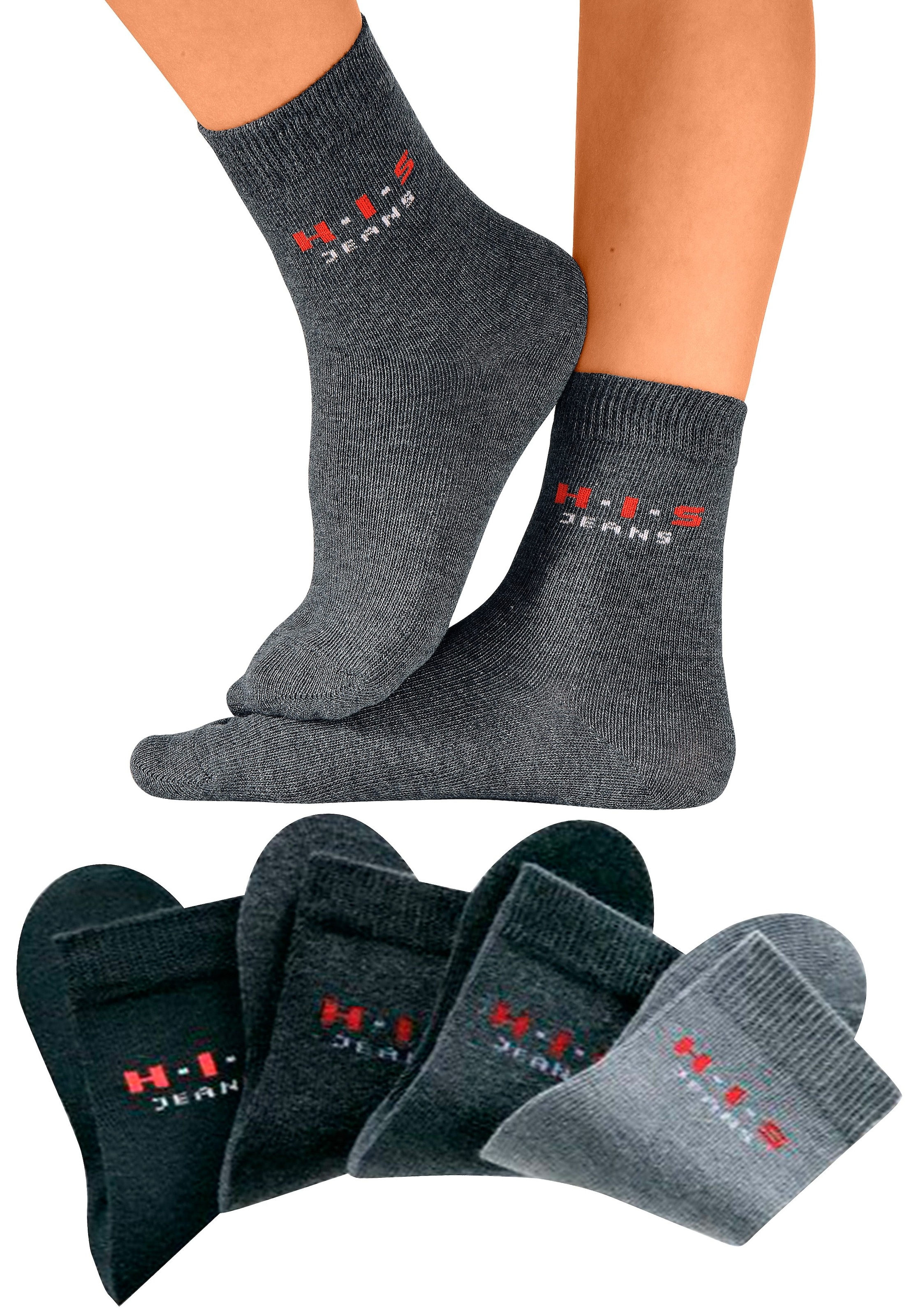 Trendige H.I.S Basicsocken, (4 Paar), mit kontrasfarbenem Logo  versandkostenfrei shoppen