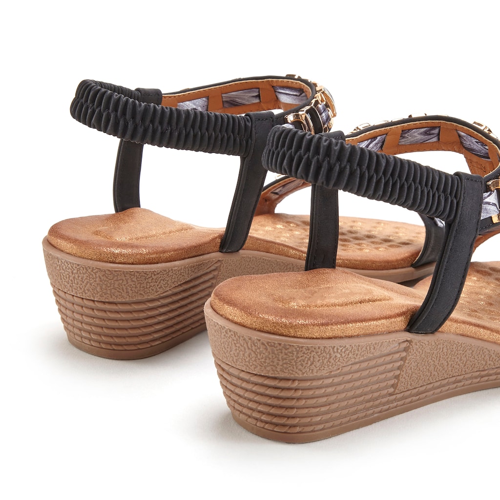 Vivance Sandalette, Sandale, Sommerschuh mit Keilabsatz und elastischen Riemchen