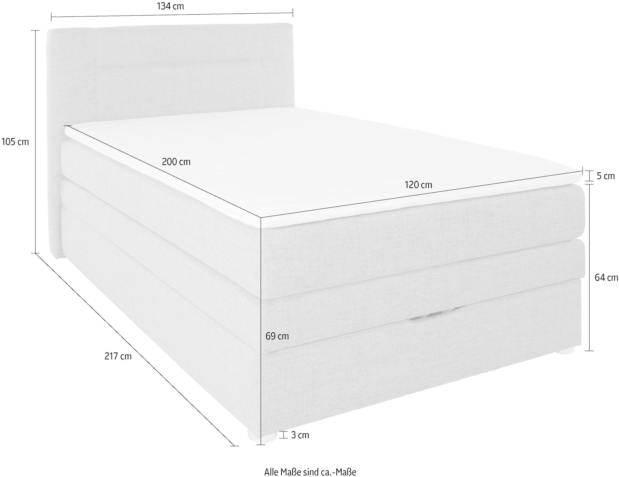 Jockenhöfer Gruppe Lit boxspring »Carmen« avec coffre de lit et surmatelas, disponible en 120 & 140 cm de largeur