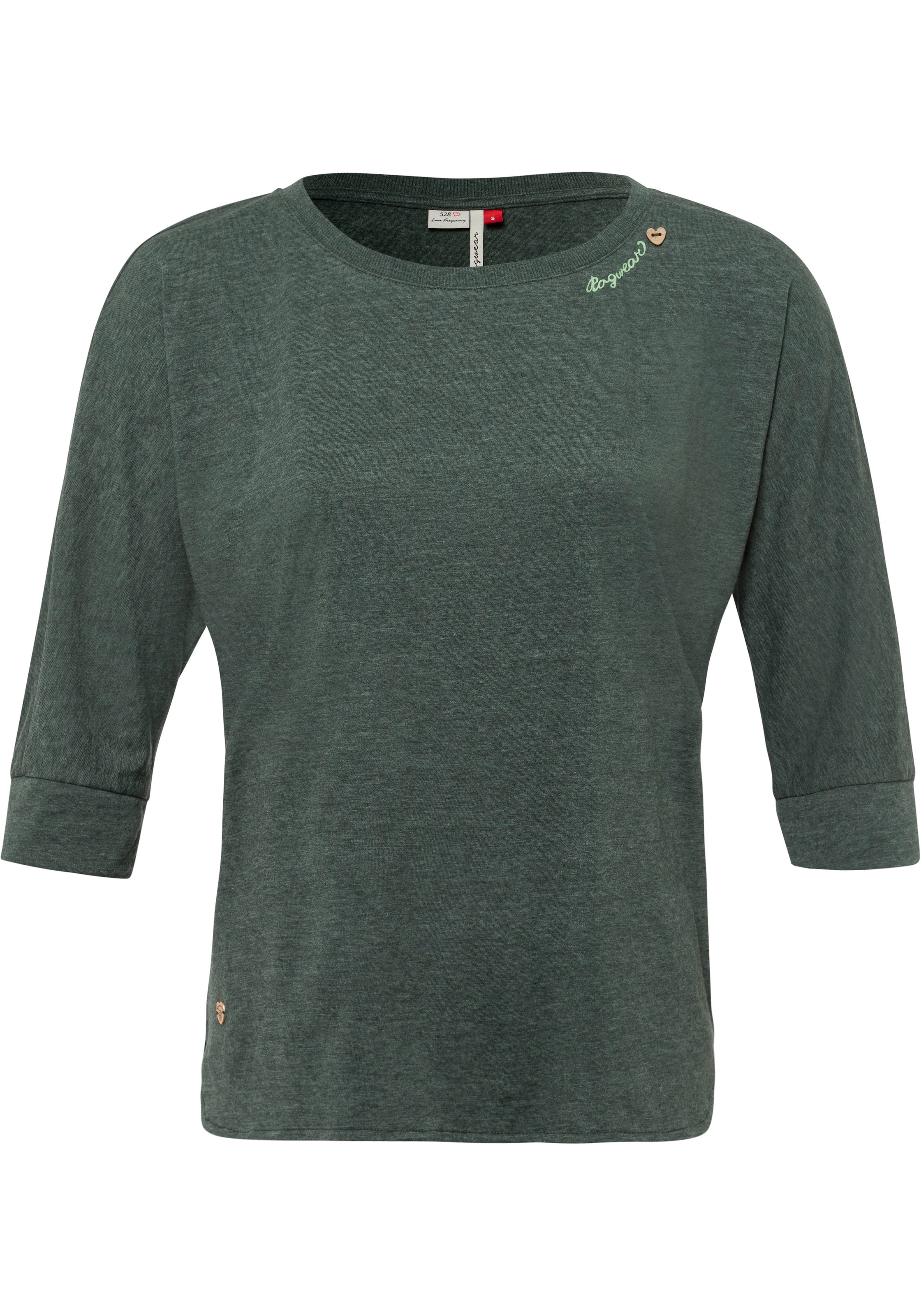 ♕ Ragwear natürlicher im T-Shirt Zierknopfbesatz Herz-Design mit Holzoptik bestellen versandkostenfrei in »SHIMONA«