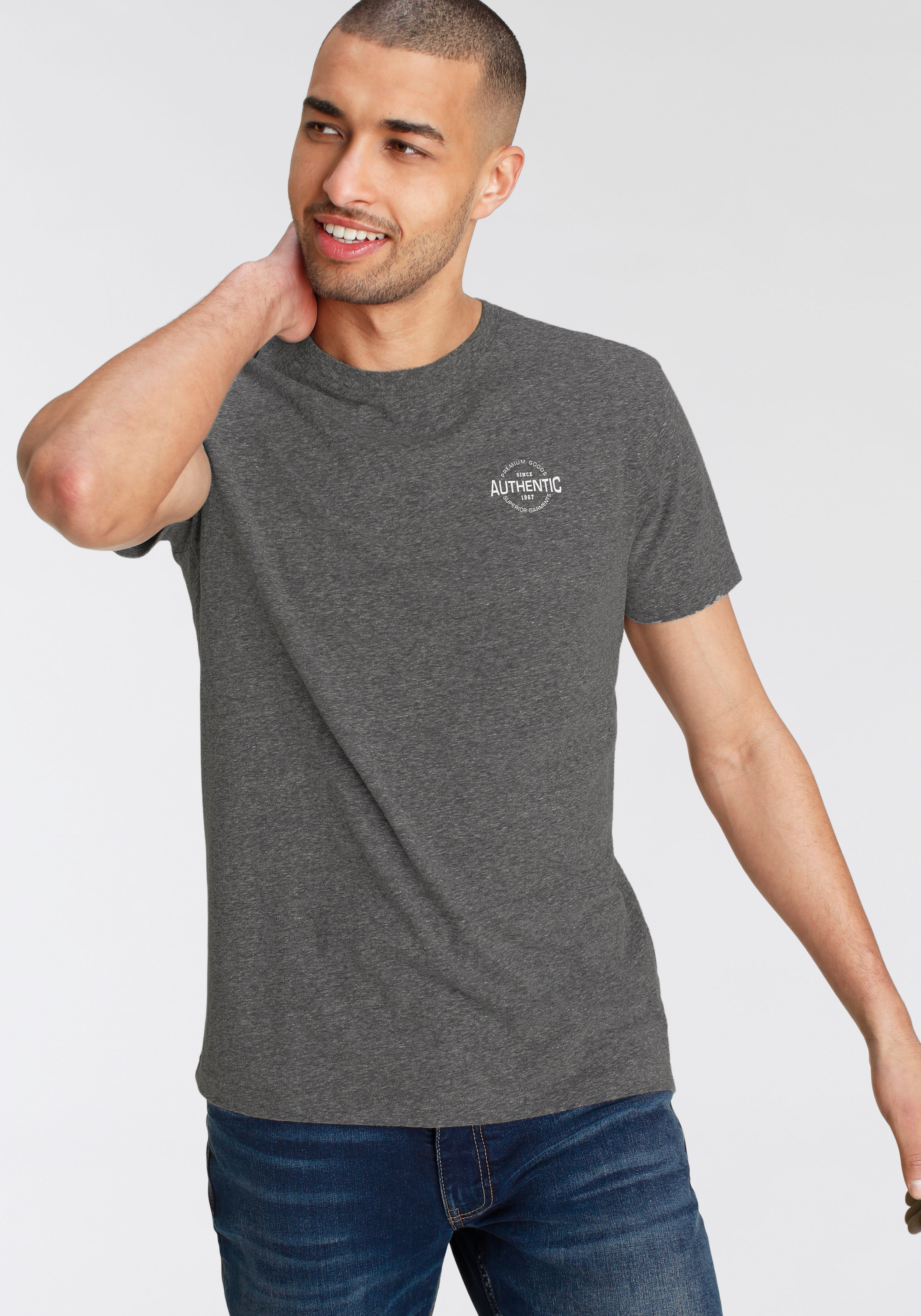 AJC T-Shirt, in besonderer Melange Optik und mit Logo Print  versandkostenfrei auf