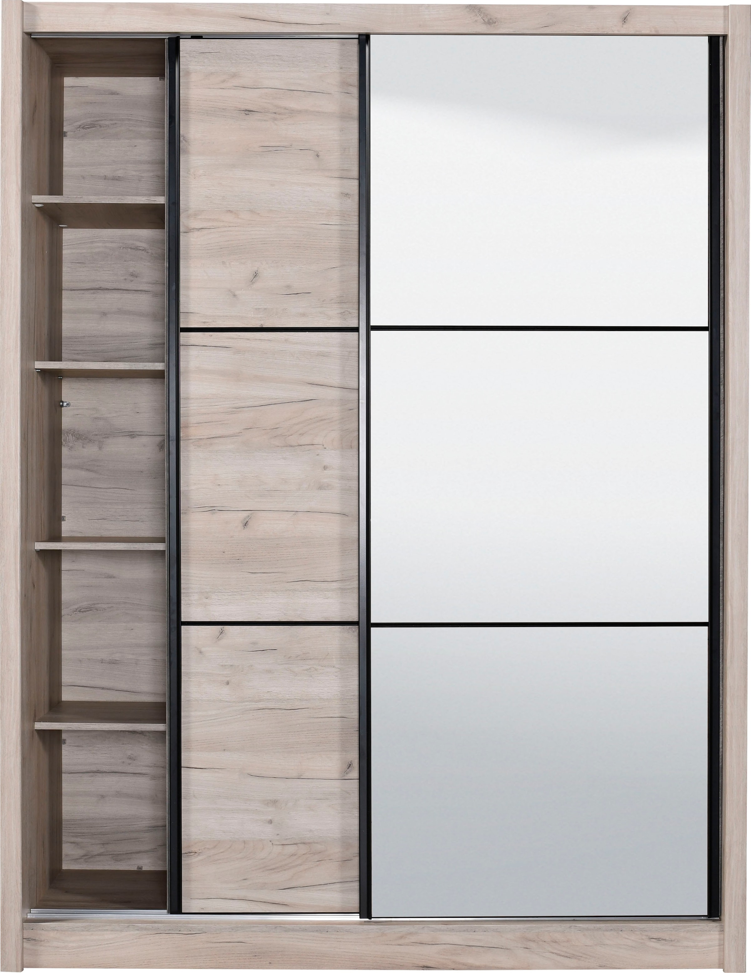INOSIGN Schwebetürenschrank »Navara Kleiderschrank mit Spiegel Wäscheschrank Garderobe«, mit grosszügiger Innenausstattung, FSC®-zertifiziert, in 3 Breiten