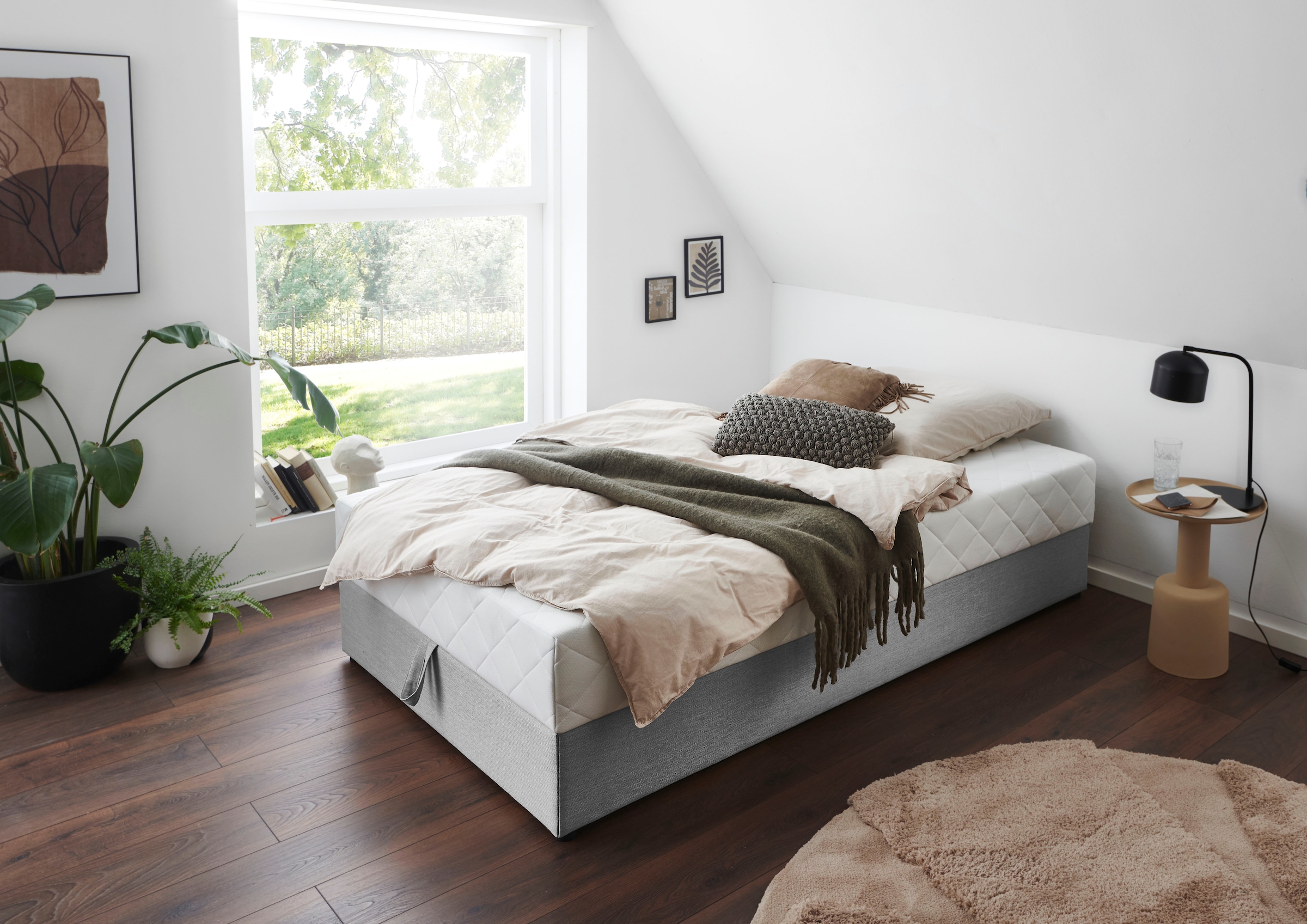ATLANTIC home collection Lit de boxe »BELINA« avec matelas à ressorts ensachés et grand coffre de lit