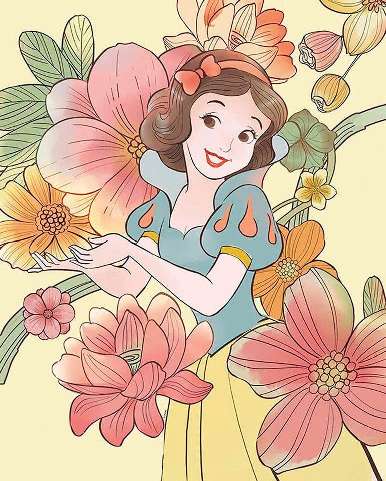 Komar Bild »Snow White Flowers«, Disney, (1 St.), Wandbild zur Dekoration im Kinderzimmer - ohne Rahmen