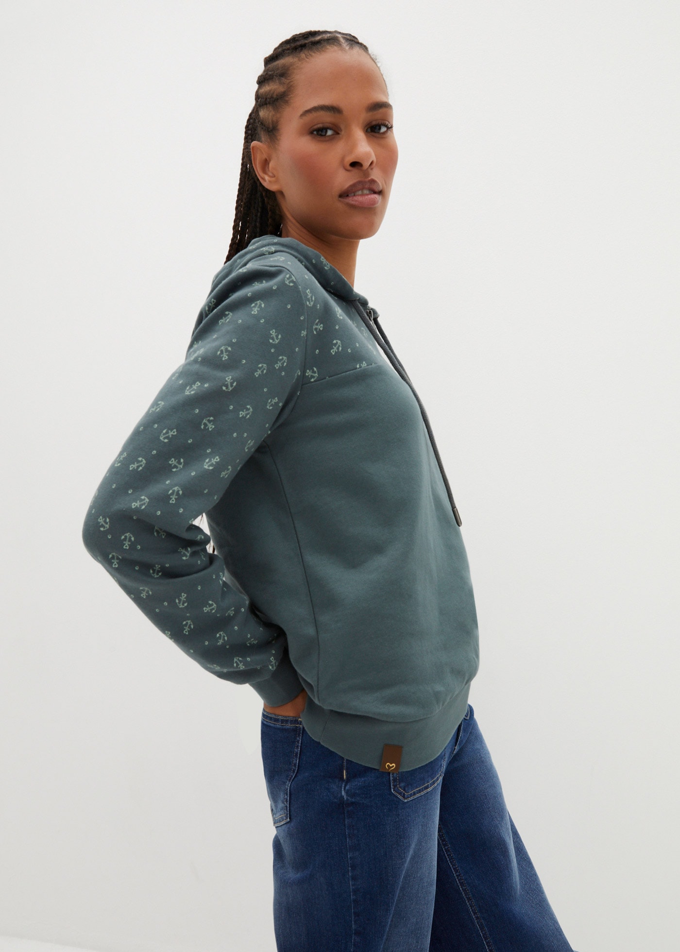 bonprix Hoodie »Kapuzensweatshirt mit Reissverschluss aus reiner Baumwolle«, Kapuzensweatshirt mit Reissverschluss aus reiner Baumwolle
