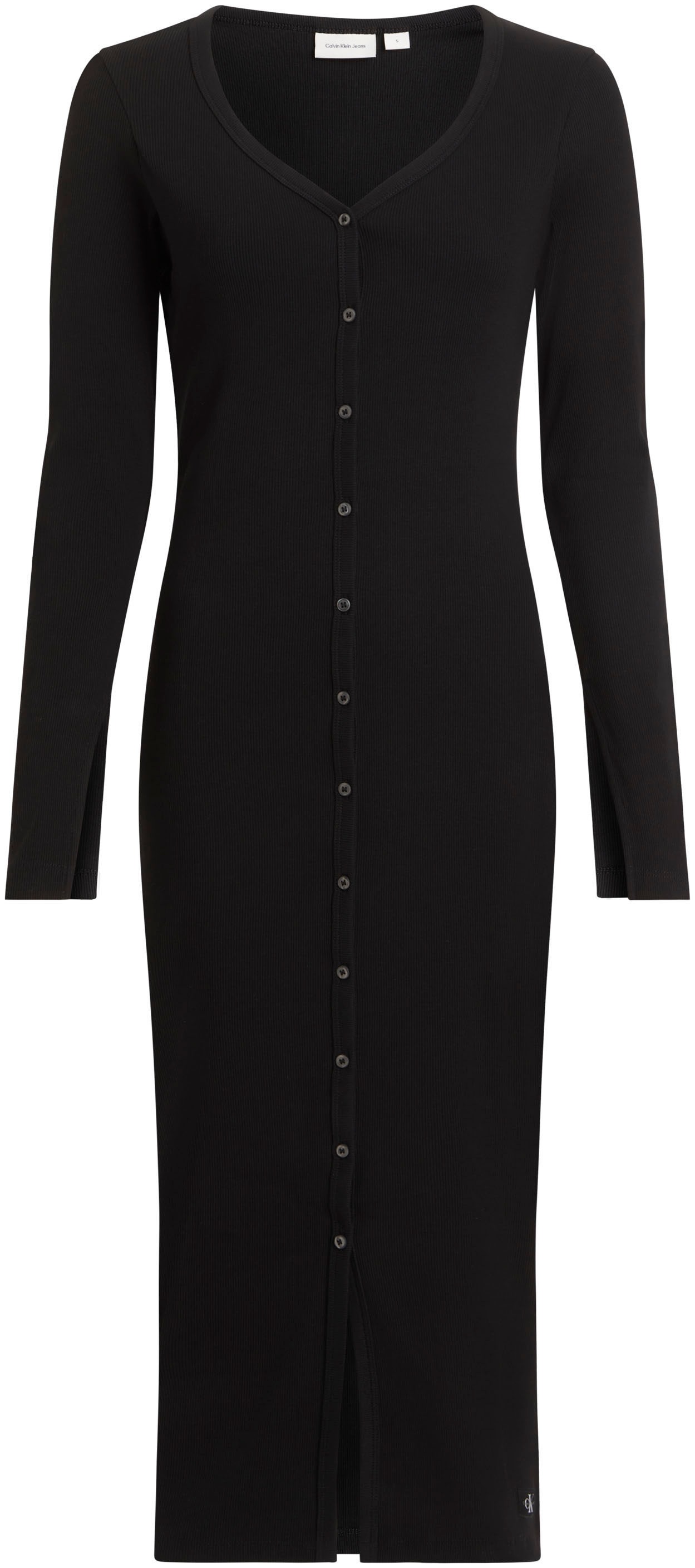 Calvin Klein Jeans Maxikleid »WOVEN LABEL LS RIB DRESS«, mit Logodruck