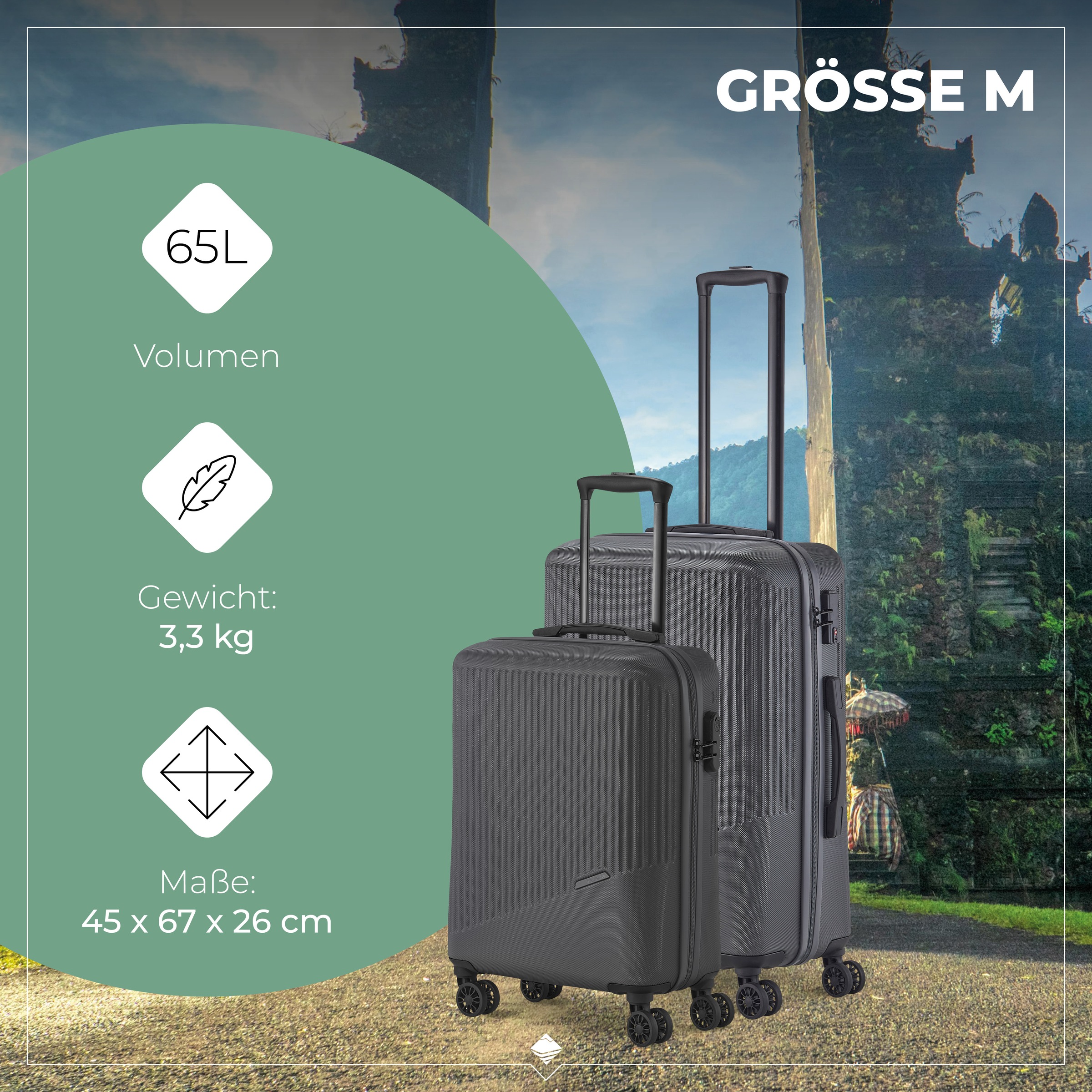 travelite Trolleyset »BALI 3-teilig Hartschale« TSA-Schloss – robustes Reisegepäck