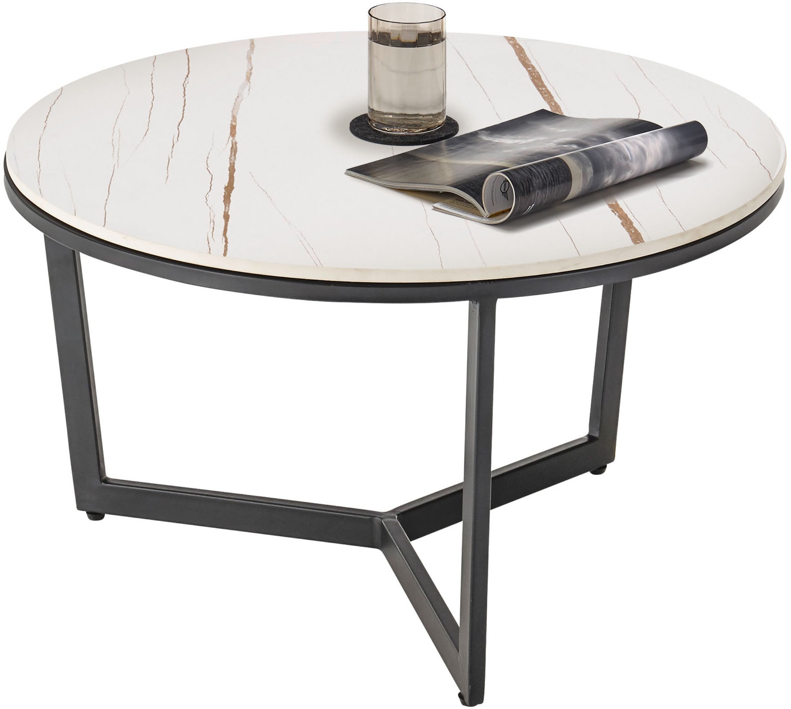 Stolkom Couchtisch »HARPER 2« rund Keramik, Tisch-Platte marmorisiert